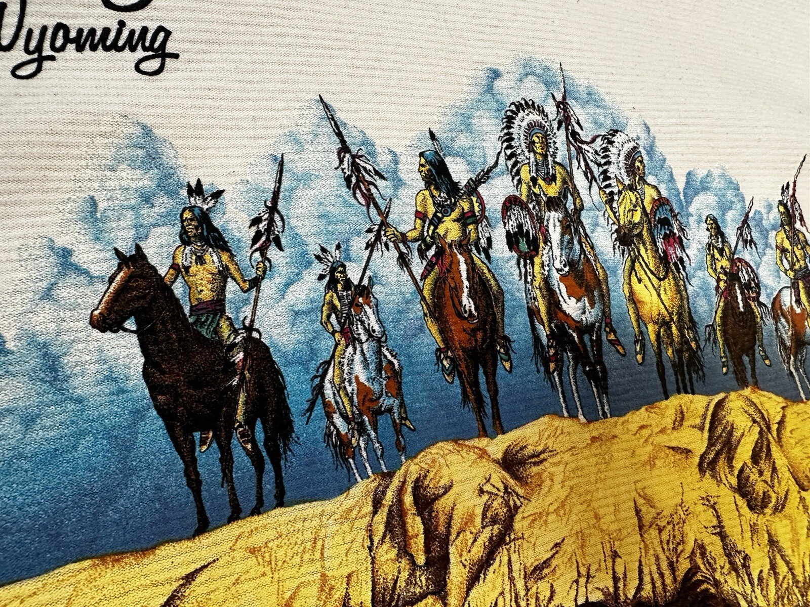 Vintage NEW Cal Cru Native American Tee Men’s XL Cody Wyoming Textures Short Slv