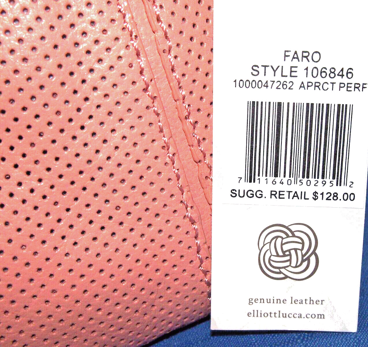 Elliott Lucca FARO Apricot Perforated Leather Crossbody/Shoulder Bag/Clutch-NWT