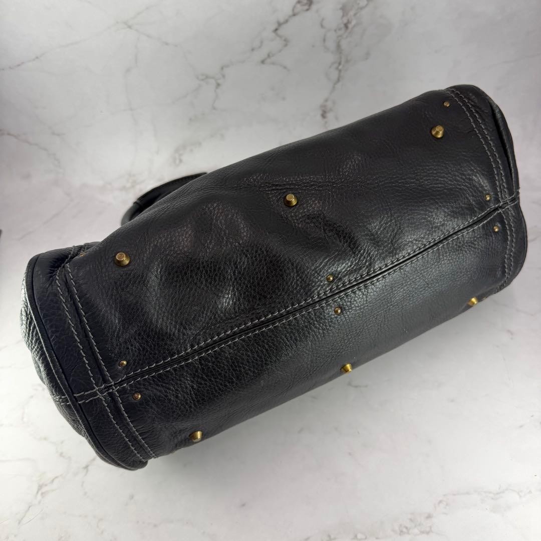 Chloe Paddington Leather Handbag Medium Boston Bag Black Authentic Vintage Y2K