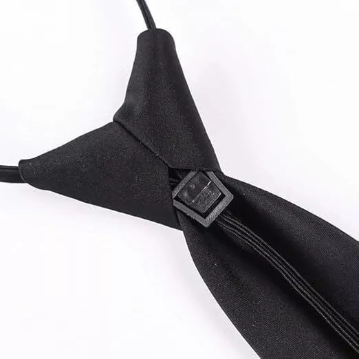 2Pcs Men’s Adjustable Black PreTied Necktie Office Zipper Neck Tie Clip On Tie