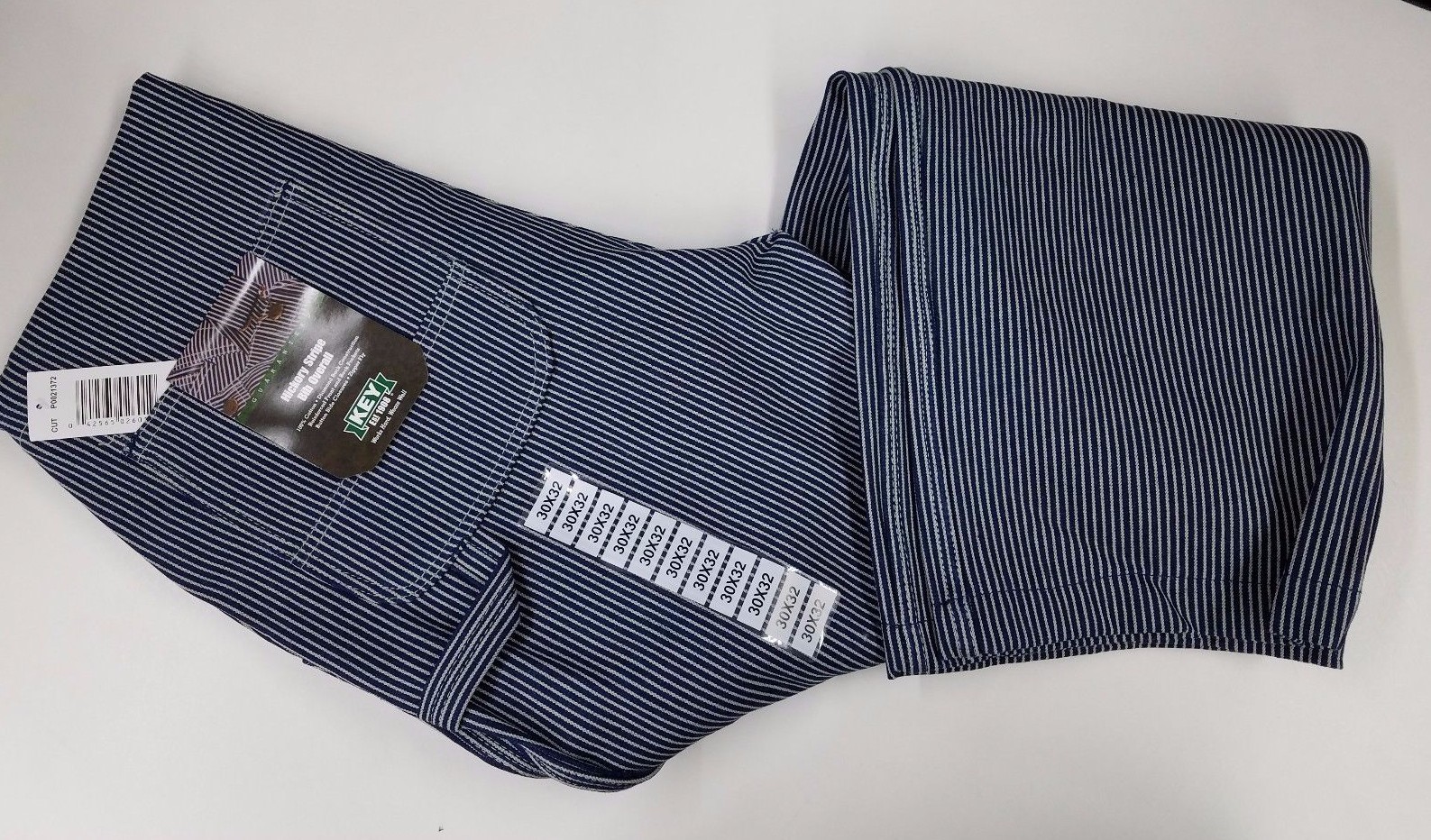 NEW Mens Authentic KEY IMPERIAL Carpenter Bib Overalls Hickory Stripe 100%cotton
