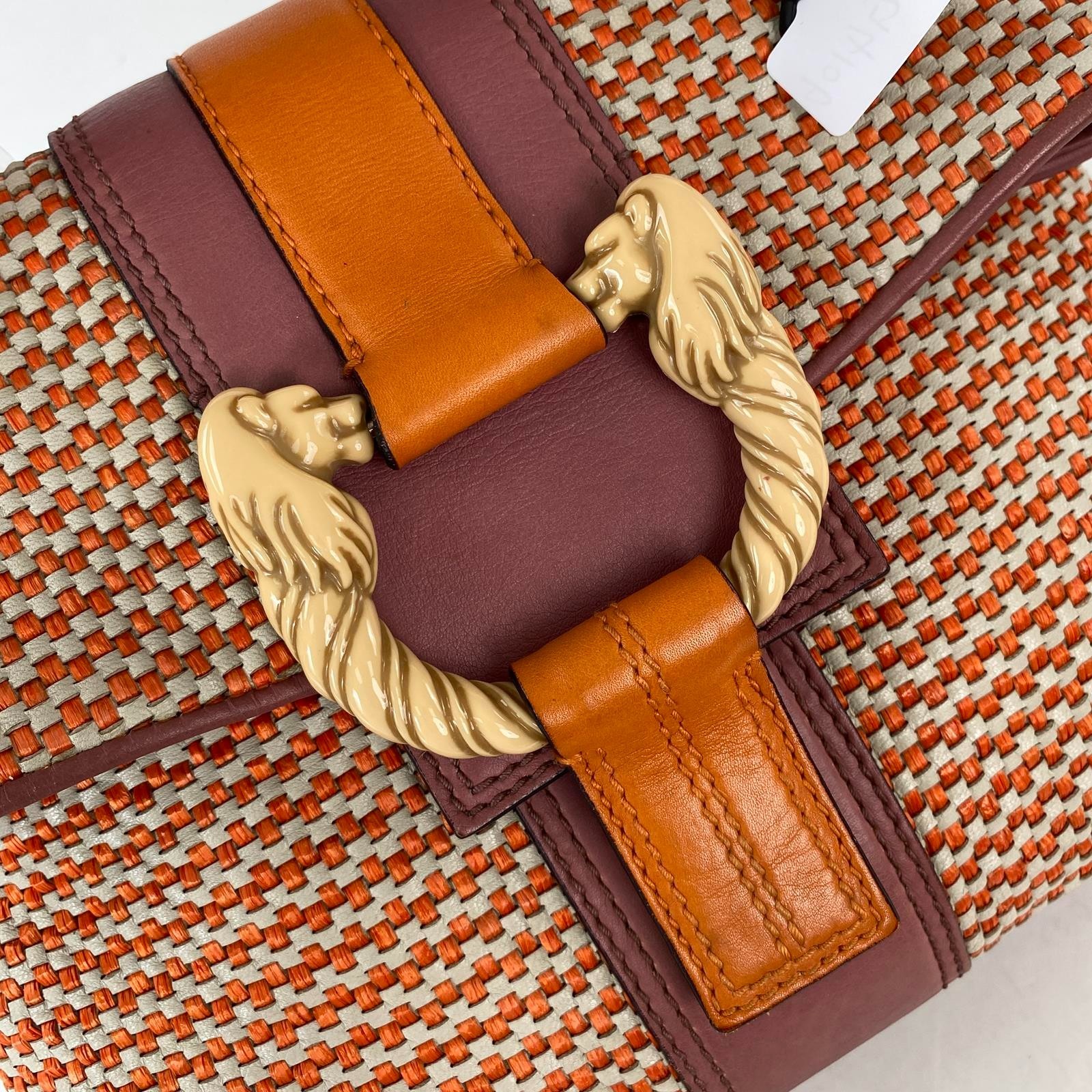 Authentic Pre-Owned Bvlgari Vintage Lion-Clasp Woven Handbag