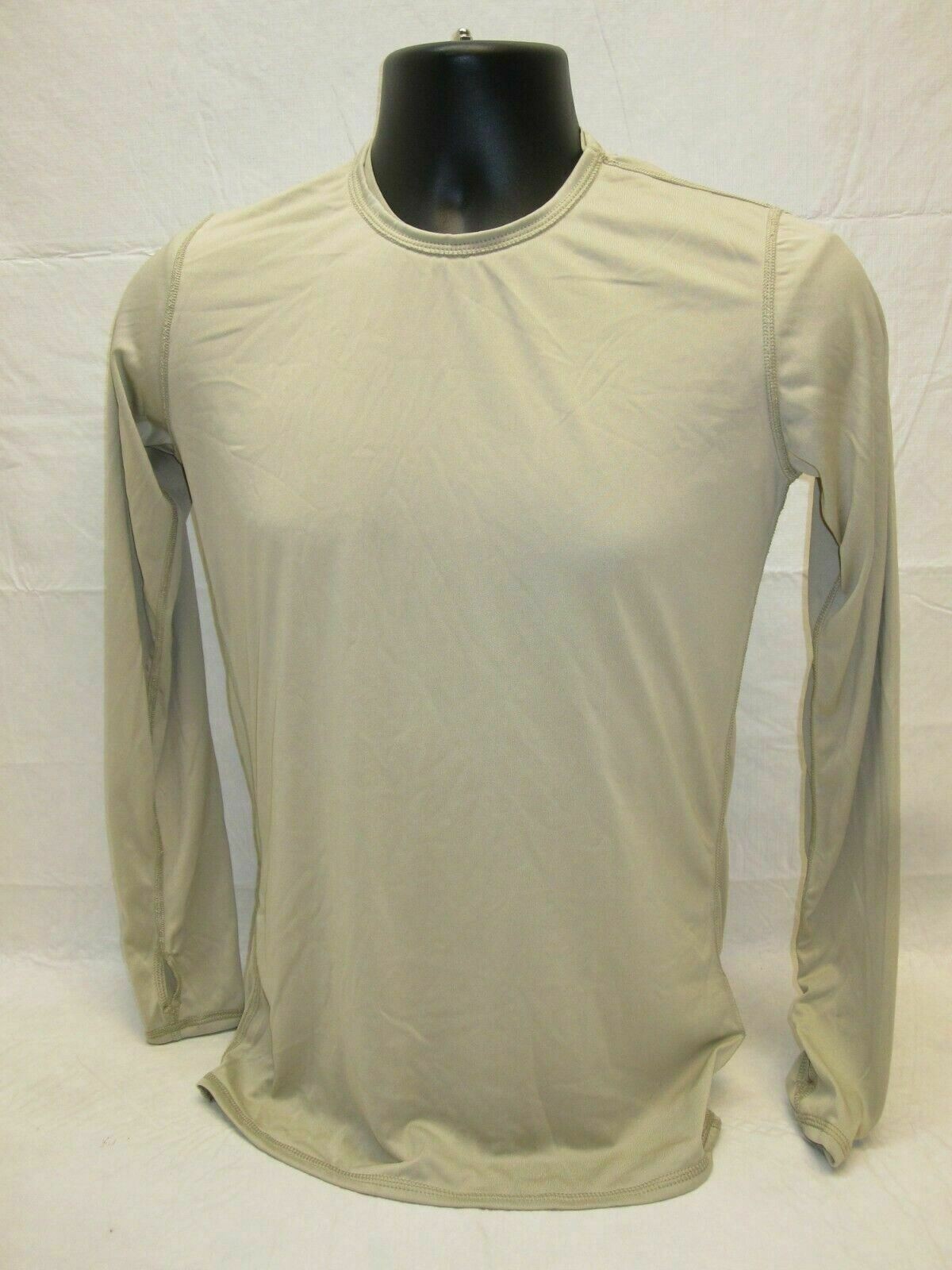 USED MILITARY SILK WEIGHT BASE LAYER SHIRT LEVEL 1 TOP SAND/TAN MOISTURE WICKING
