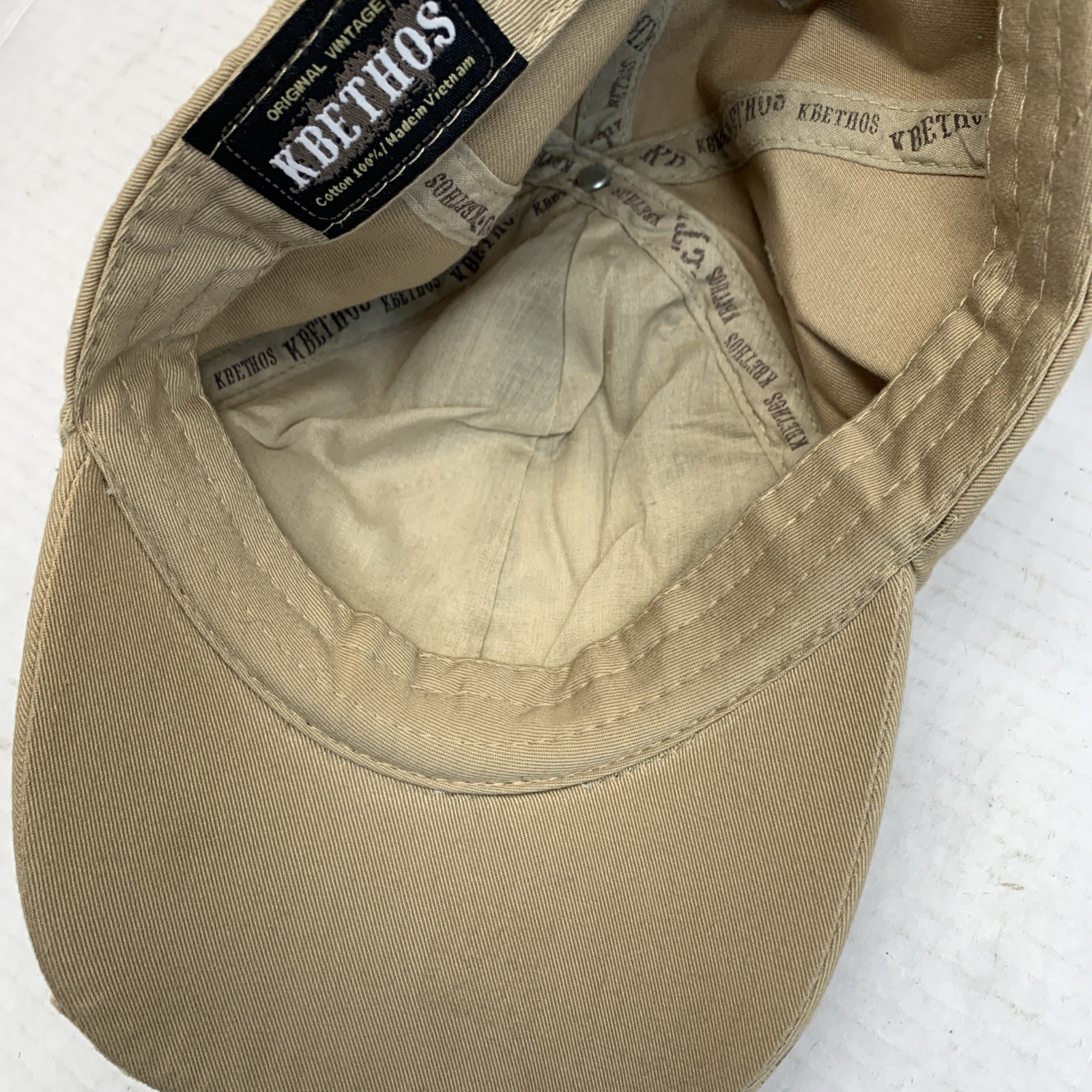 Kbethos Beige Hat Cap Embroidered Bling Cross Strapback