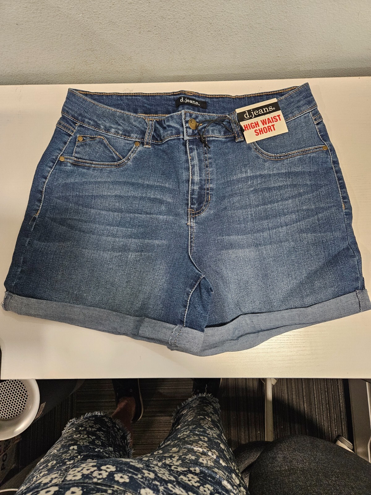 d.jeans Roll Up Jean Shorts High Waist stretch denim CHOOSE SIZE NWT