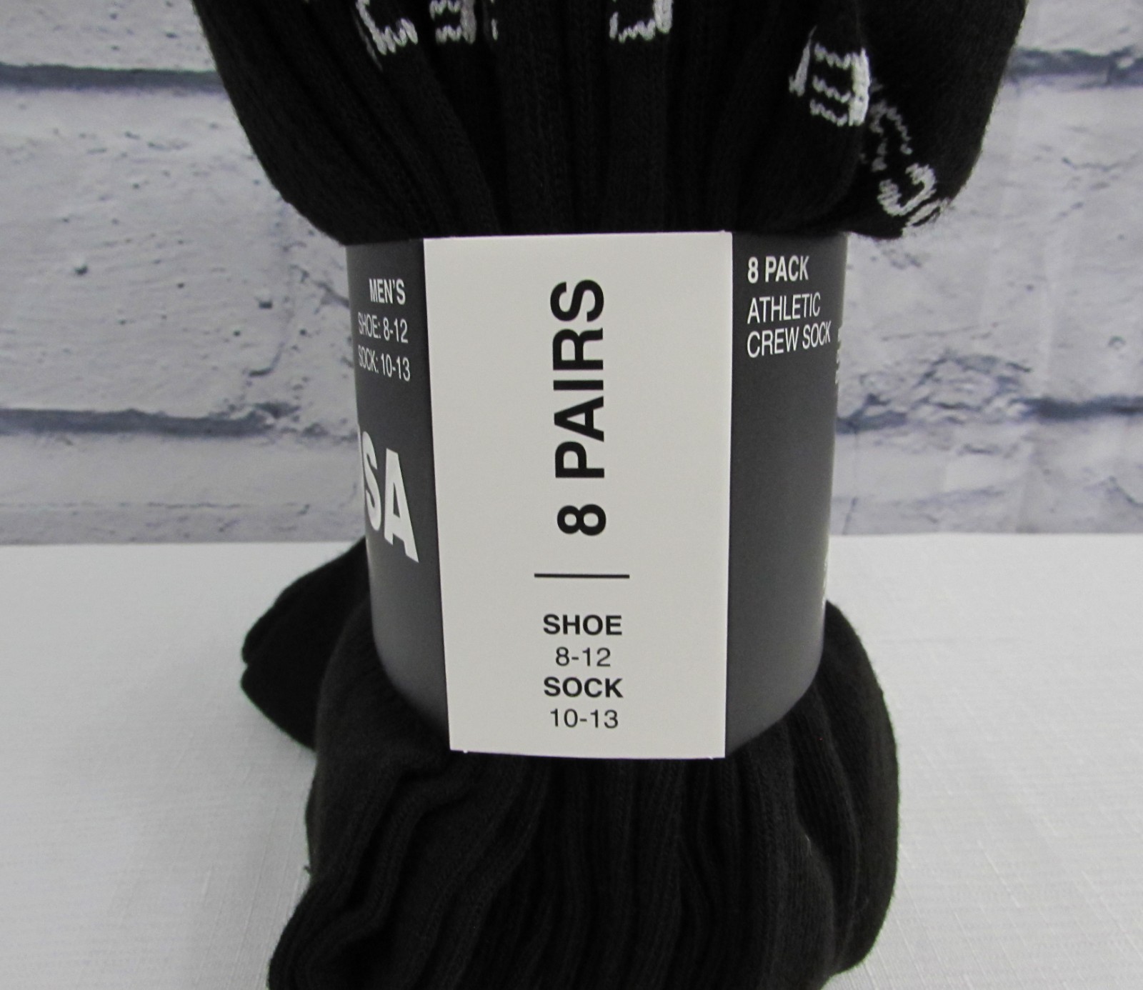 DC SHOES 8 Pack Mens Black Crew Socks Athletic Cushioned Shoe Sizes 8-12 NEW