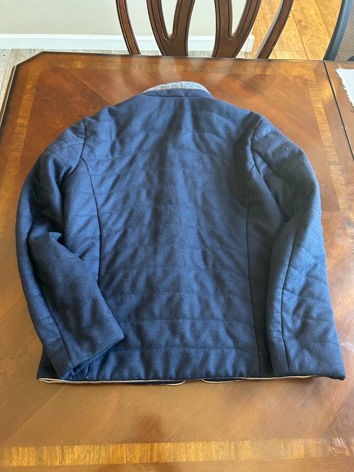 Worthy Men’s Quilted Full Zip Jacket Navy Blue/Gray/Gold Small/Medium Heavy