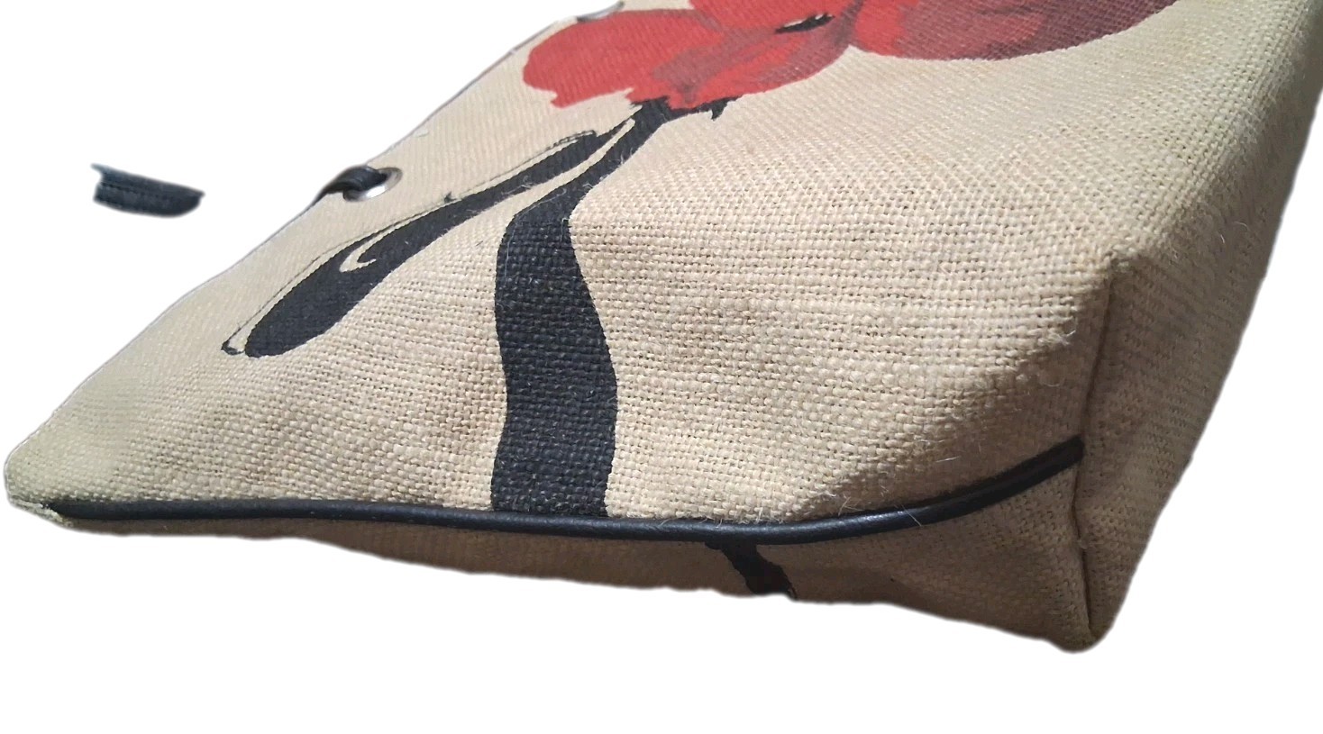 NATURAL Burlap Jute Floral Hand-Painted Tote Bag NWOT
