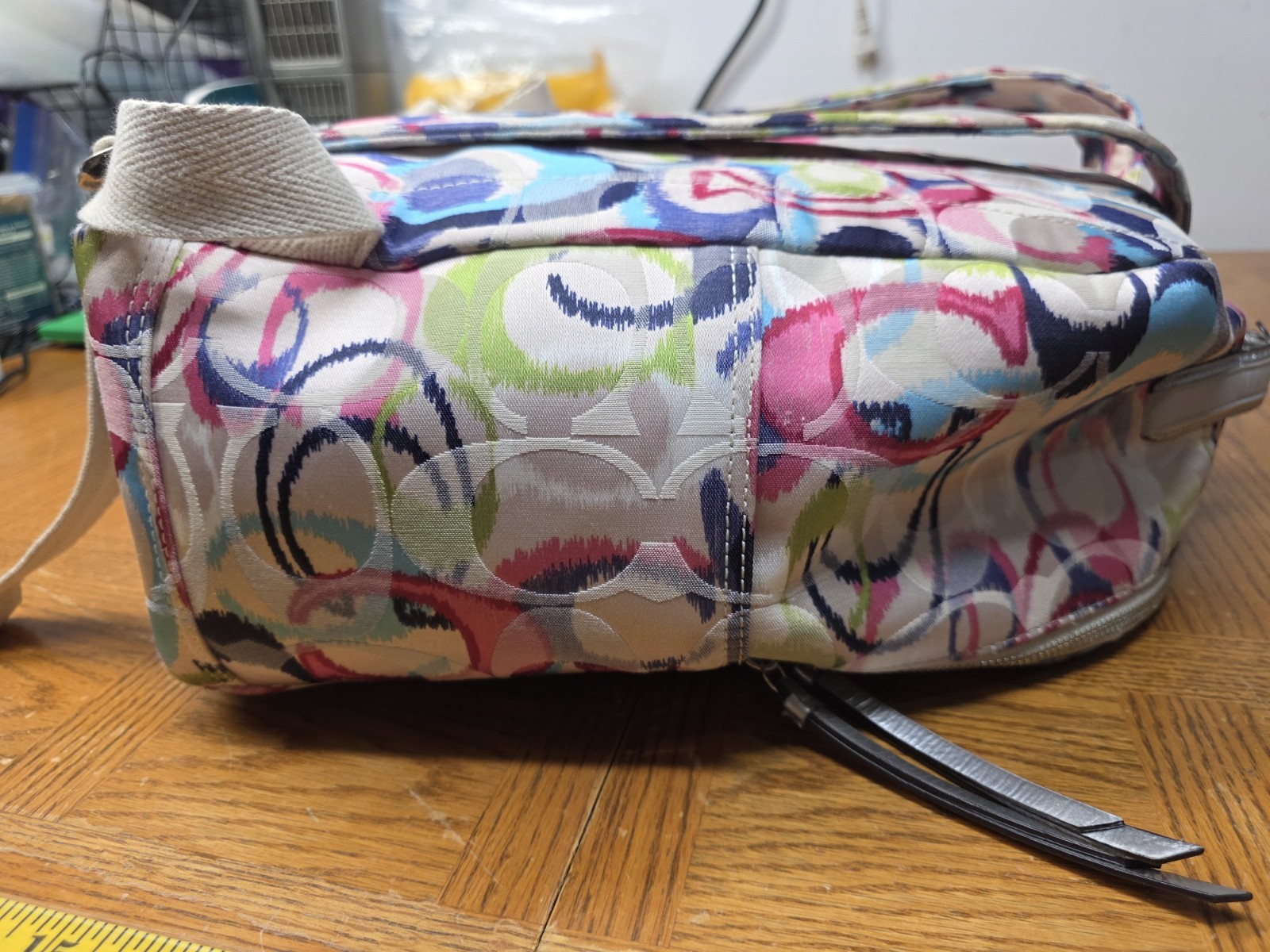 Coach Backpack Poppy Ikat Multicolor Silver Large 19872 GUC