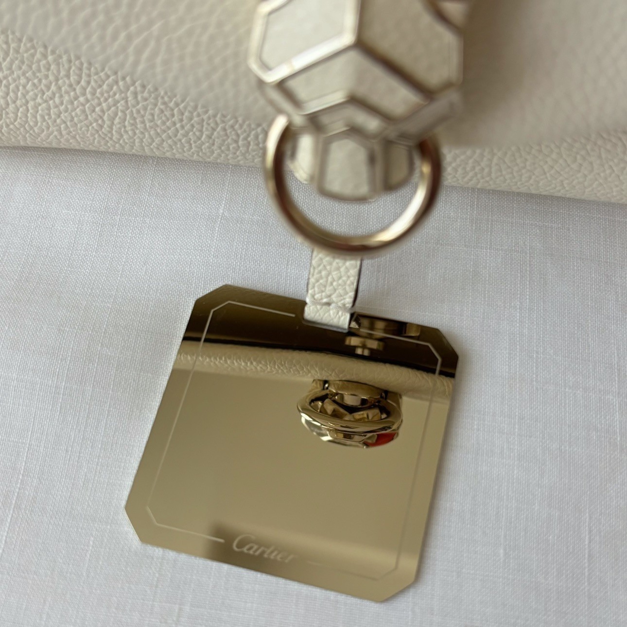 CARTIER Panthère Graphique Small Bag Cord Beige Handbag Purse Italy EXCELLENT