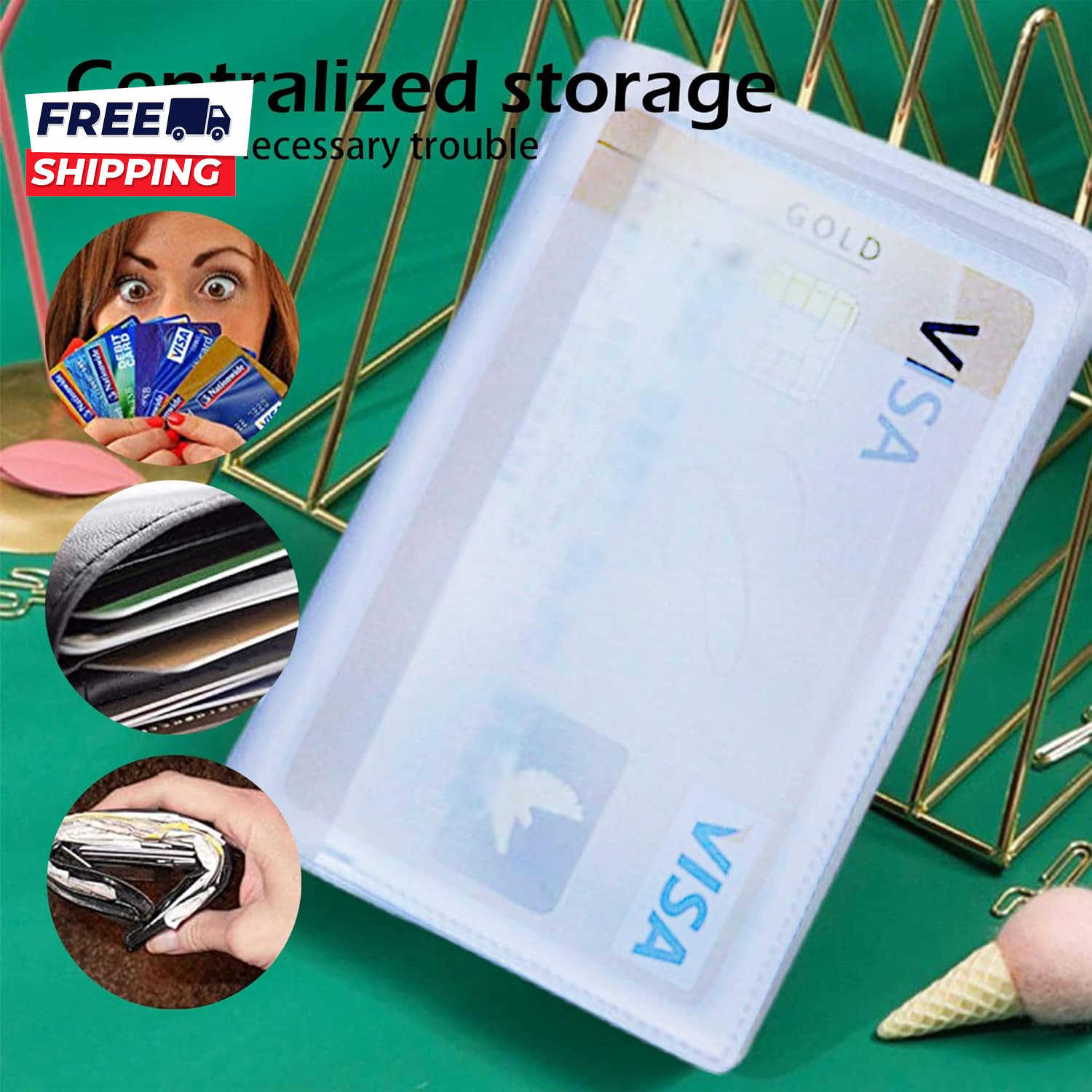Plastic Wallet Insert Credit Card Holder Transparent (10 Page 20 Slots 2 Pack)