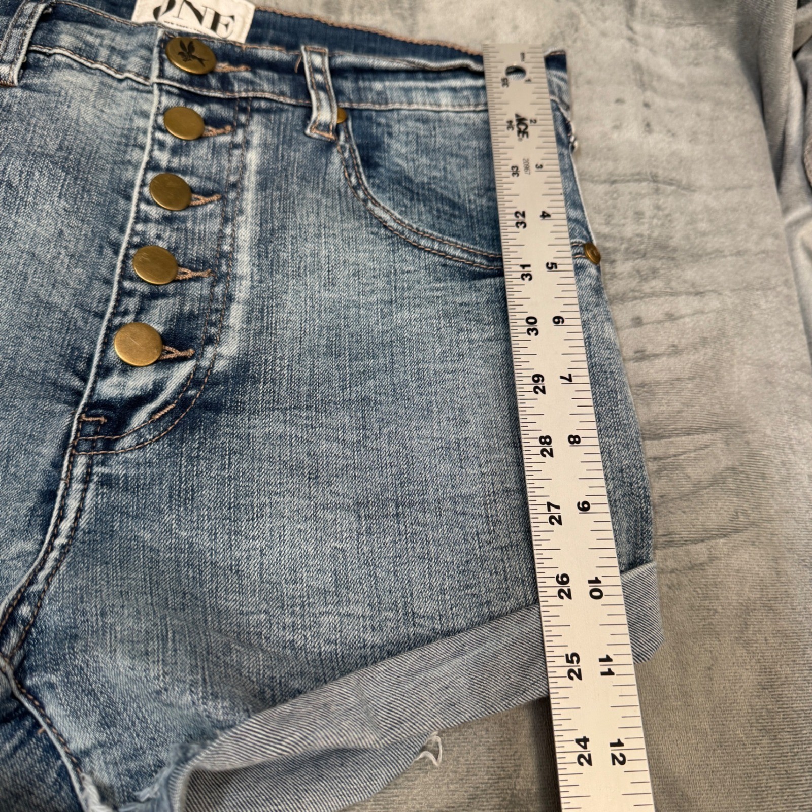 One Teaspoon Womens Denim Shorts 26 Blue Button Fly Frayed Lovers Boho Stretch