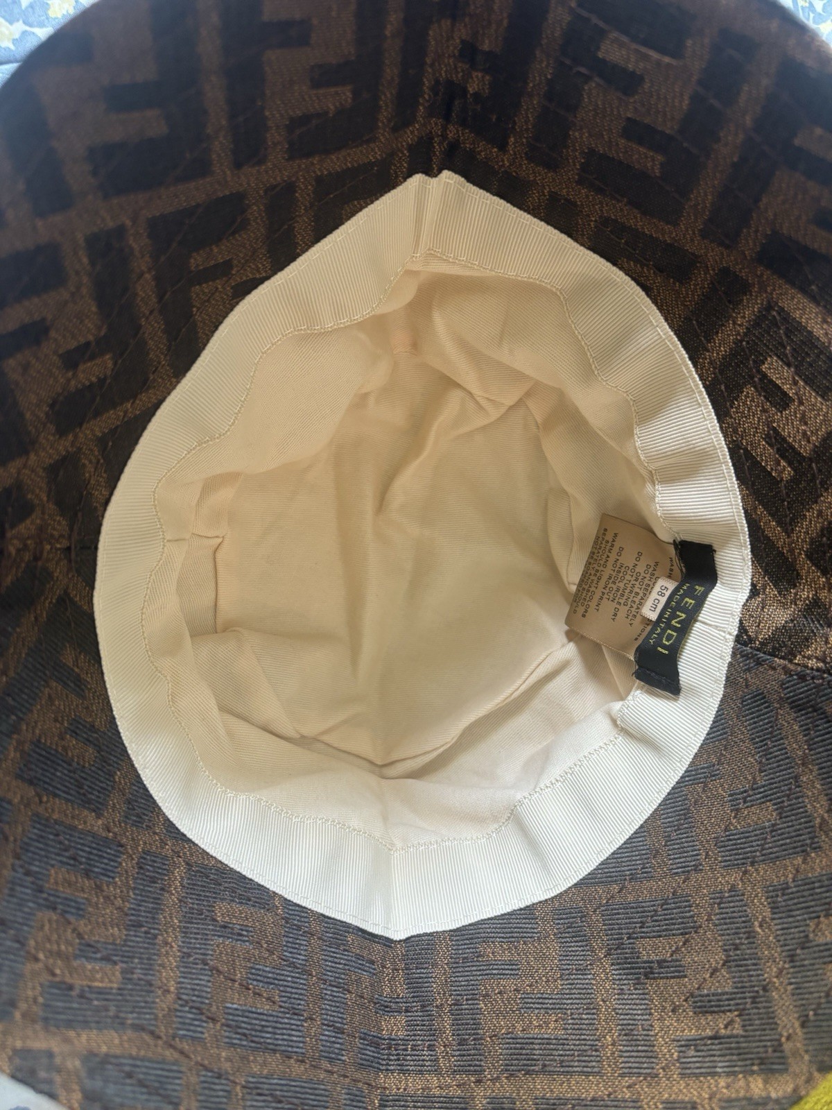 FENDI FF Monogram Bucket Hat Brown/Black Unisex Adults Size 58 cm