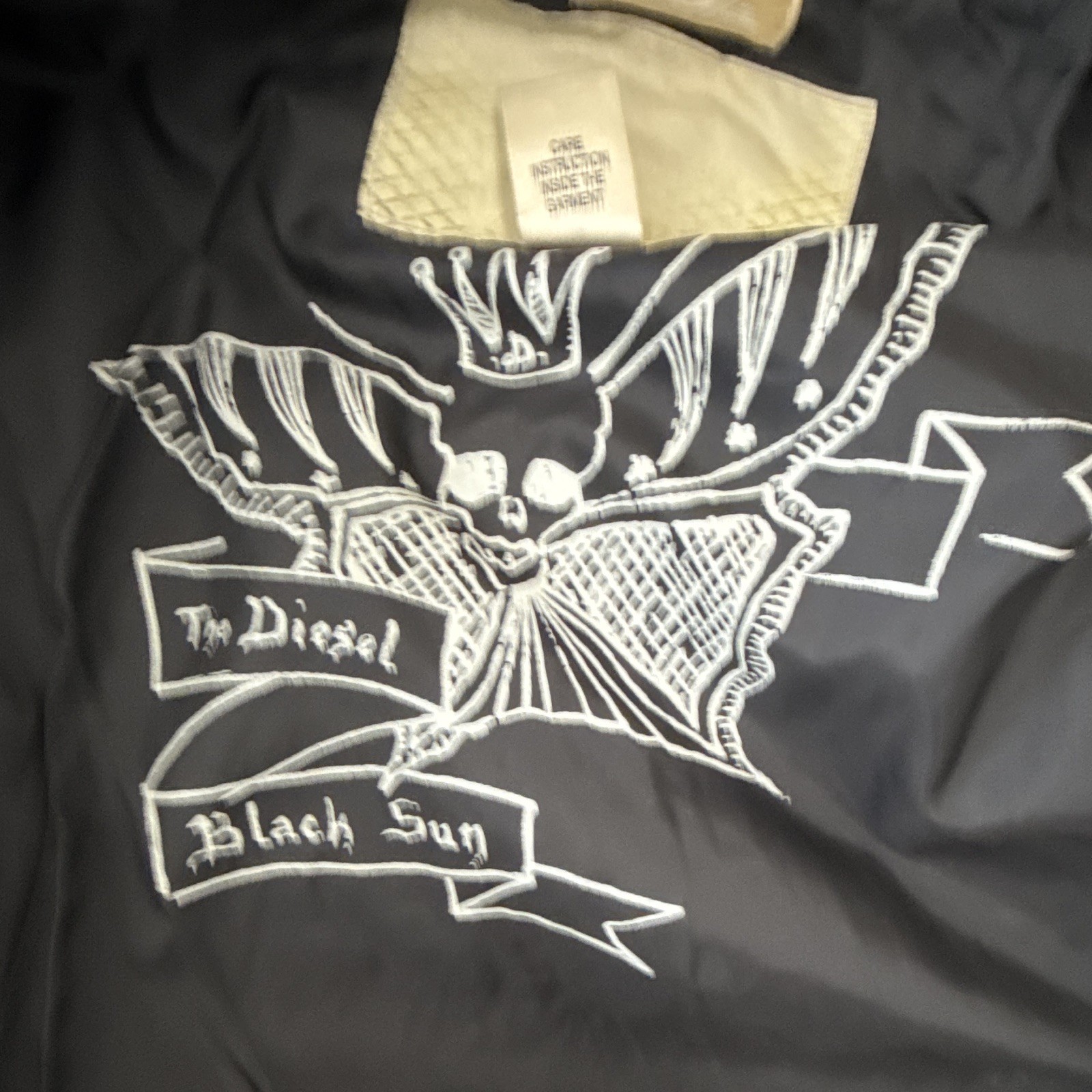 Diesel Vintage Black Sun Men’s Black Nylon Biker JacketSize Small