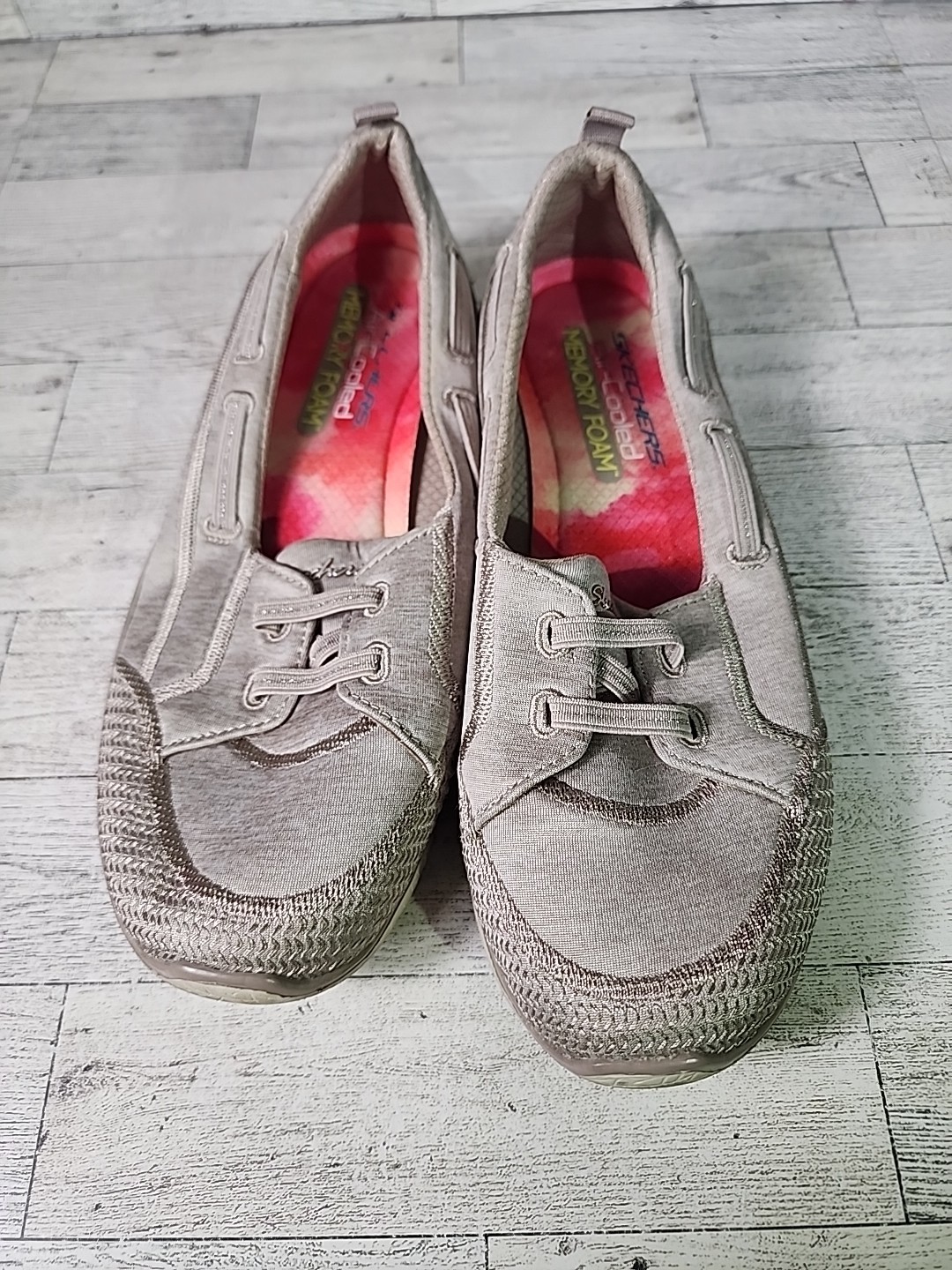 Skechers Womens 7.5 Microburst Topnotch Gray Slip On Flat Moc Boat Sneakers