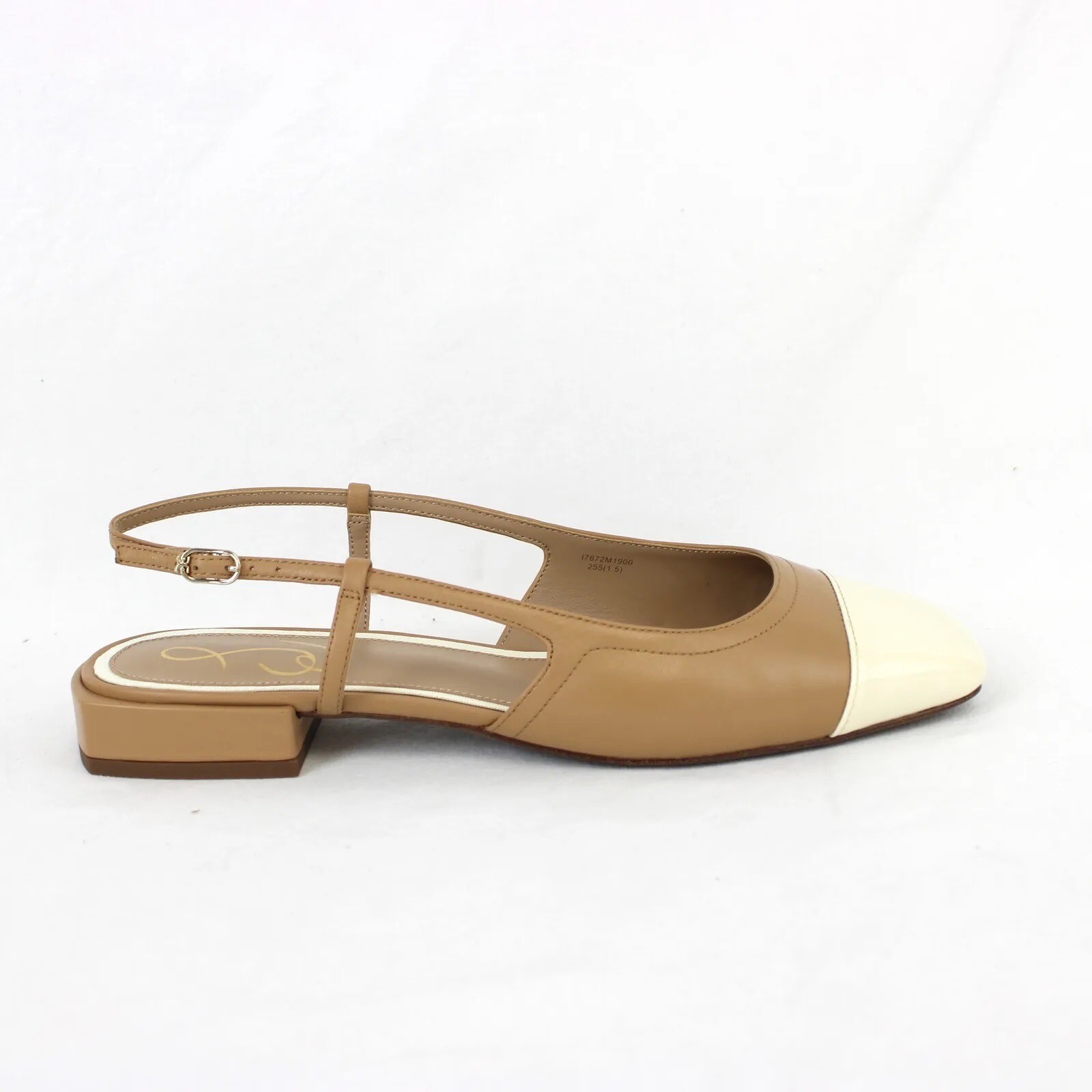 New Sam Edelman Kara Tan/Porcelain White Slingback Flats I7672M1900 US 7 Medium