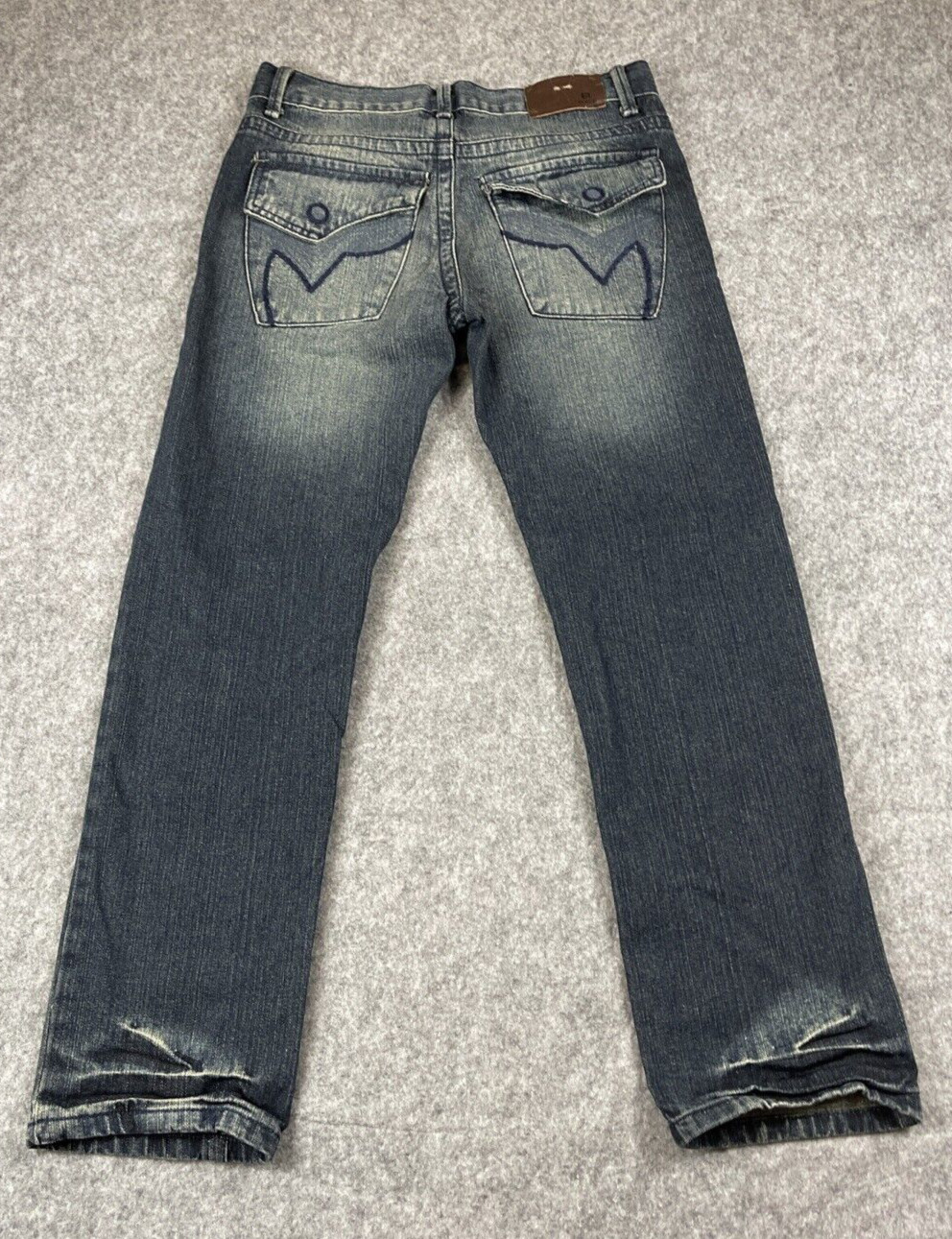 Carbon Black Jeans Mens 29/30 Blue Dark Wash Flap Pocket Whiskers Measures 31×30