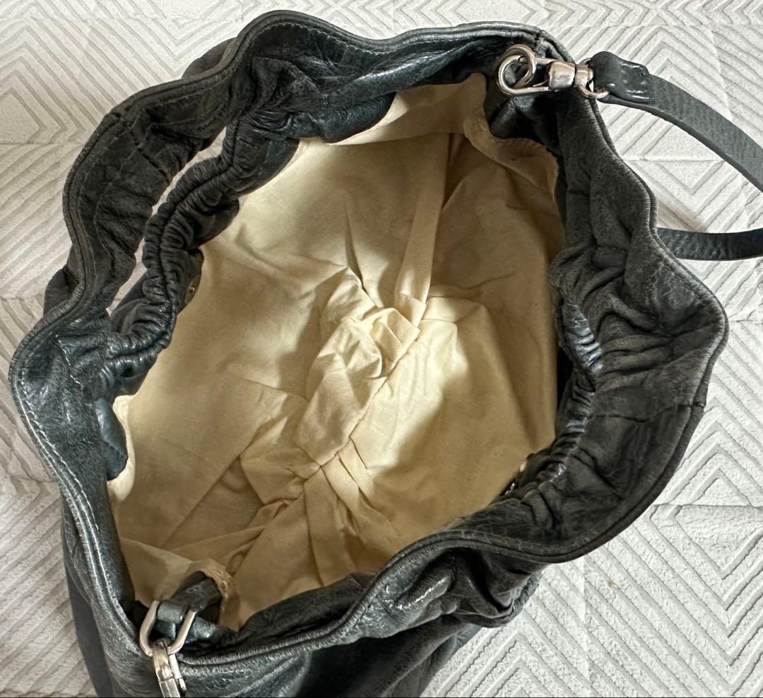 FRANCESCO BIASIA Leather 2way Shoulder Bag Gray