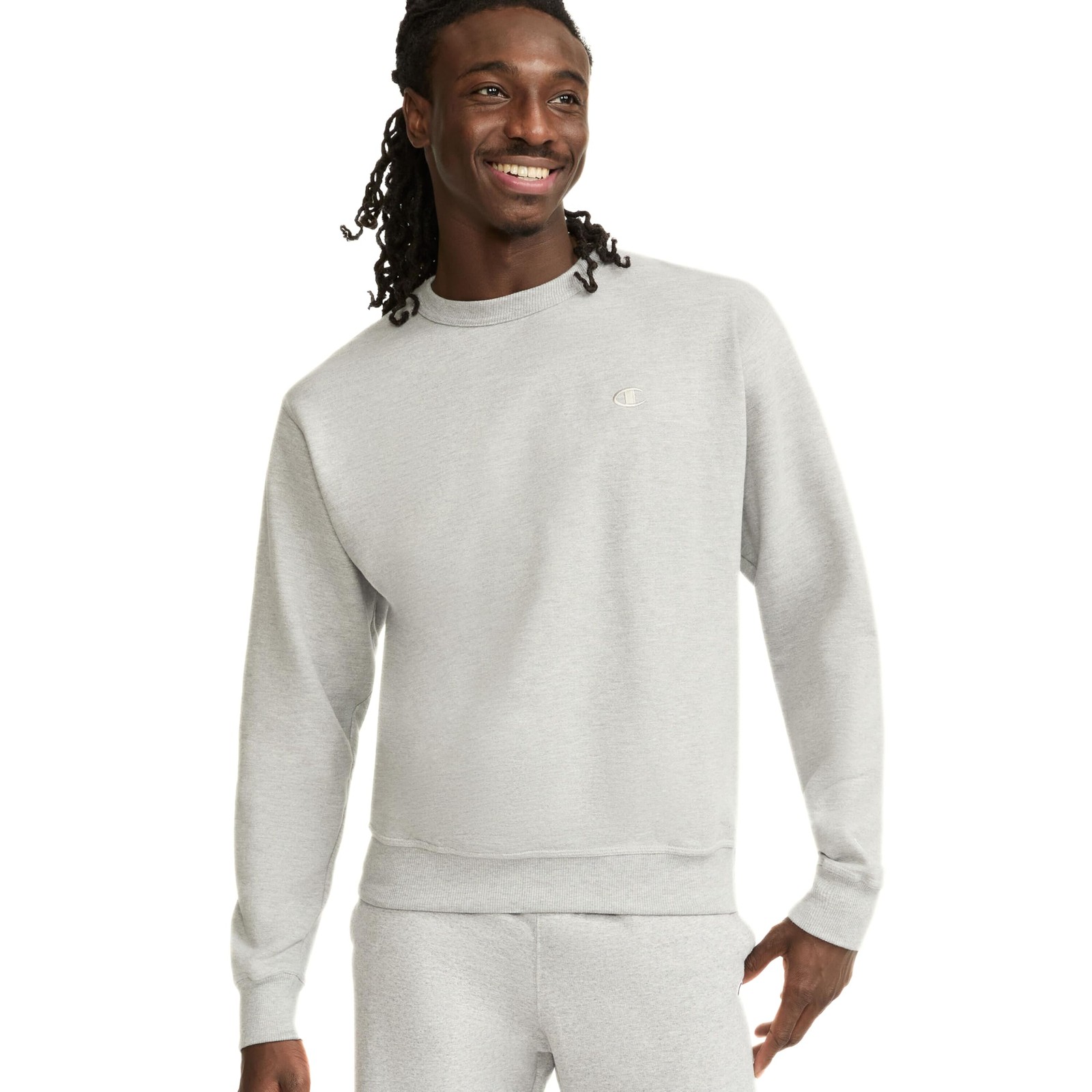 Men’s Large Oxford Gray C Logo Crewneck Sweatshirt Classic Fit Powerblend Fleece