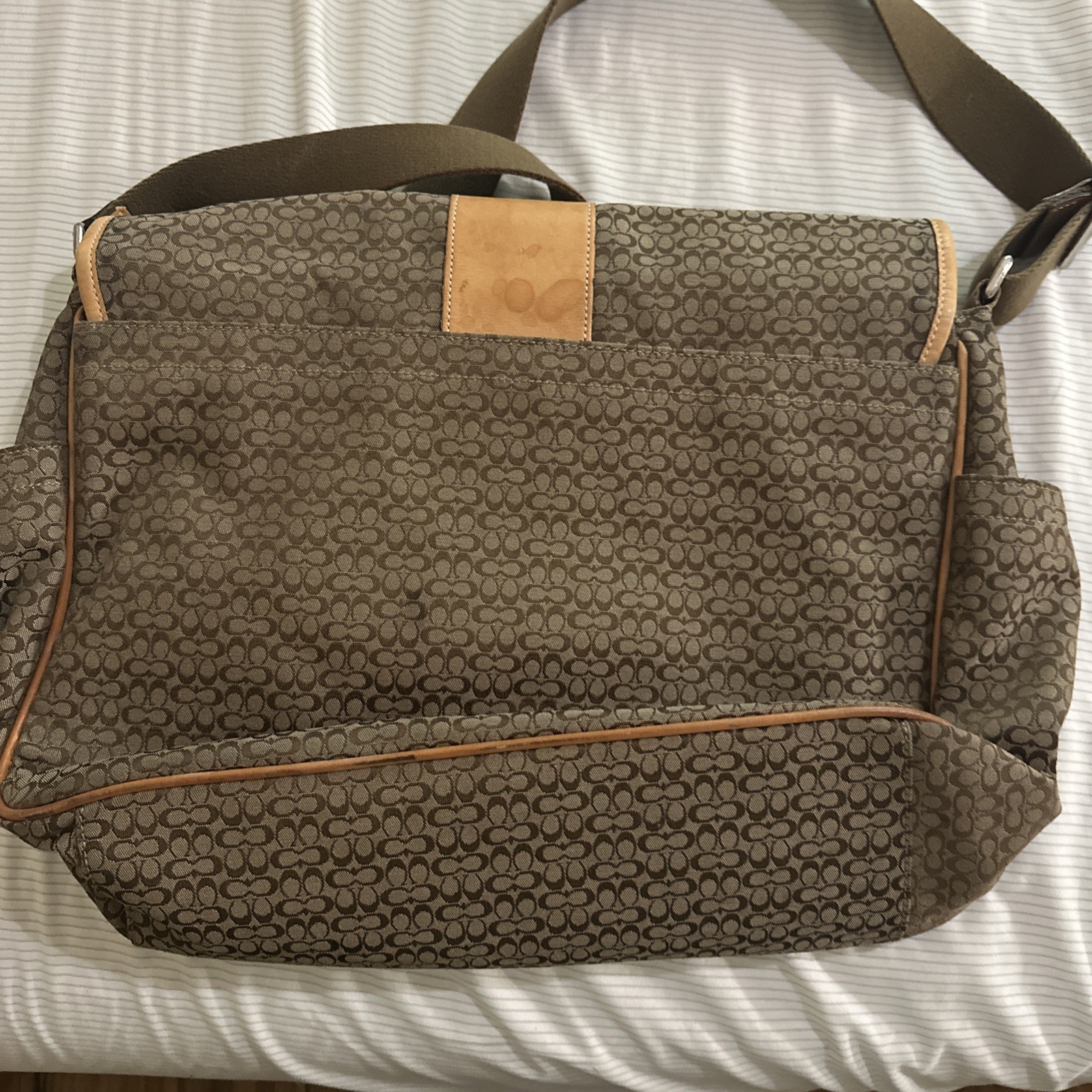 Coach CC Monogram Logo Flap Over Diaper Bag Laptop Bag Brown H0785-F77004