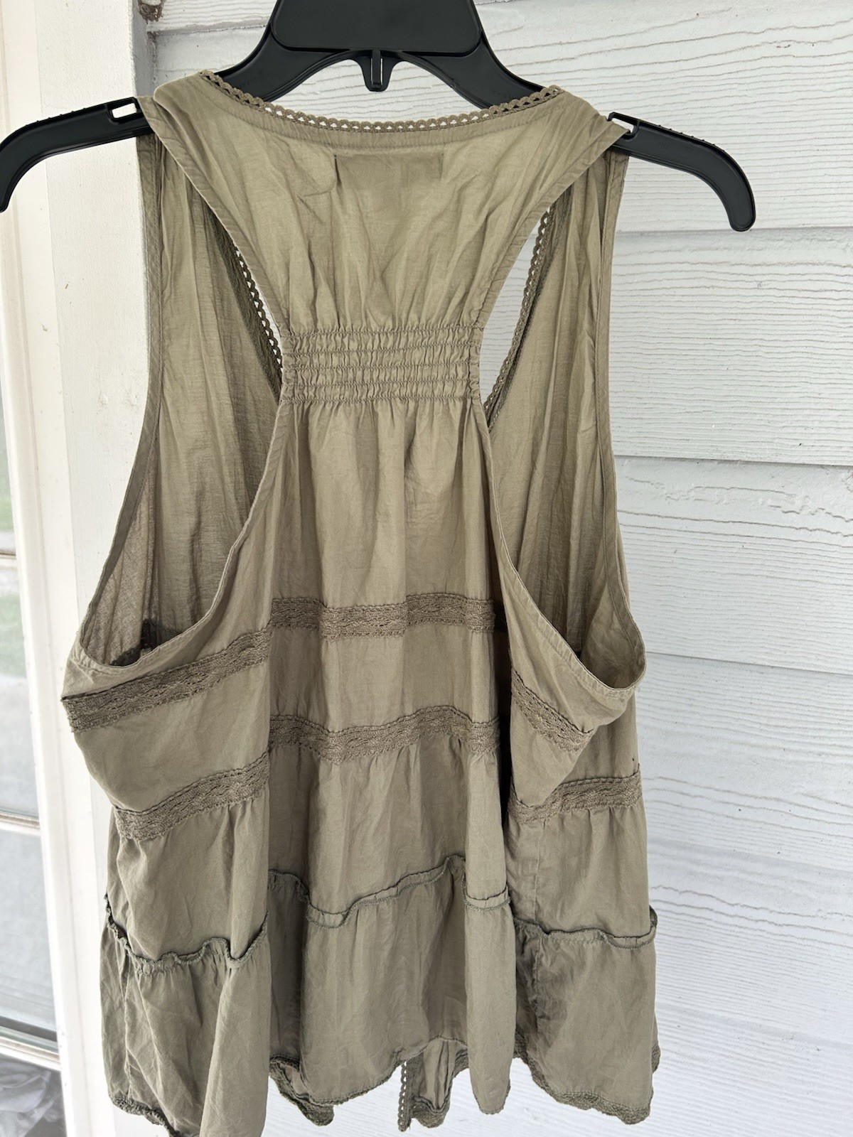 Decree XL Olive Green Boho Peplum Tank Top Boho Cottagecore Button Front India
