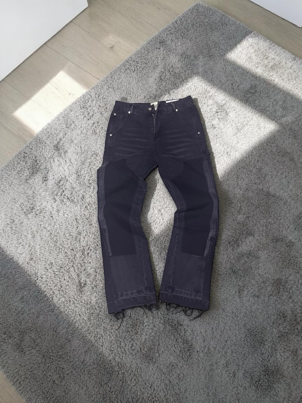 Gallery Dept. LA Flare Carpenter Pants Black Faded Denim size S 31 Waist