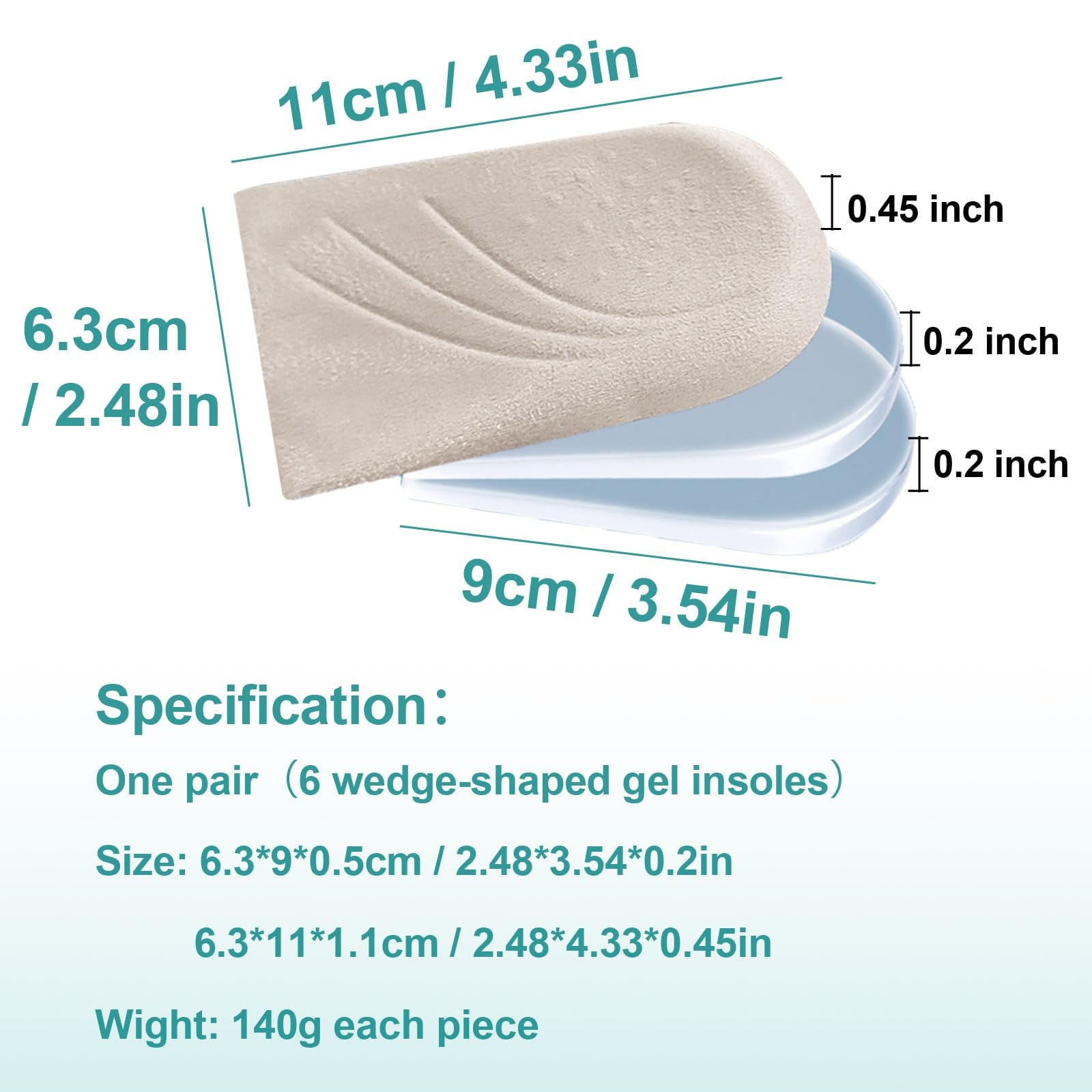 Corrective Insoles for Supination and Pronation, 3 Layers Adjustable Apricot