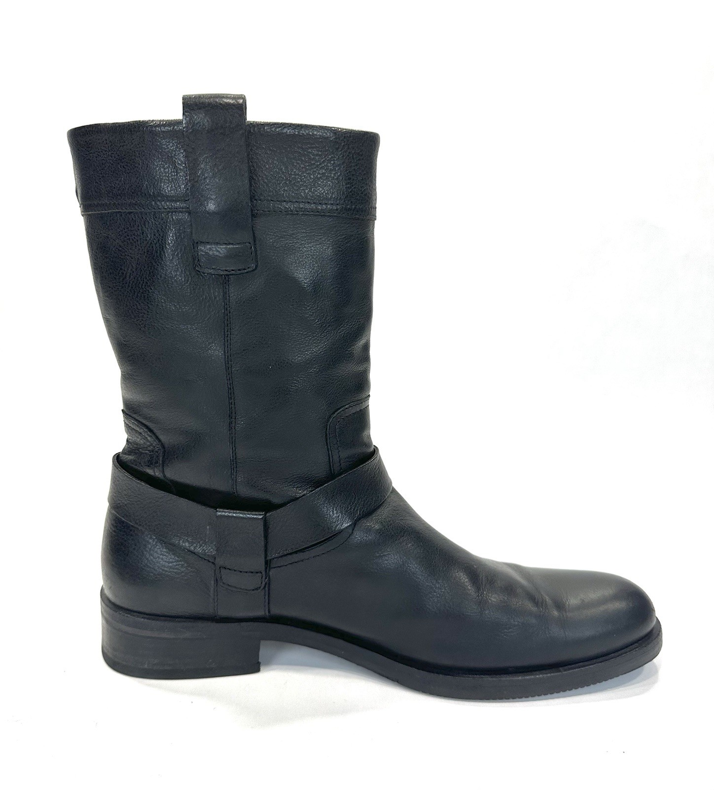To Boot New York Adam Derrick Black Leather Harness Pull On Boots – Sz 8.5