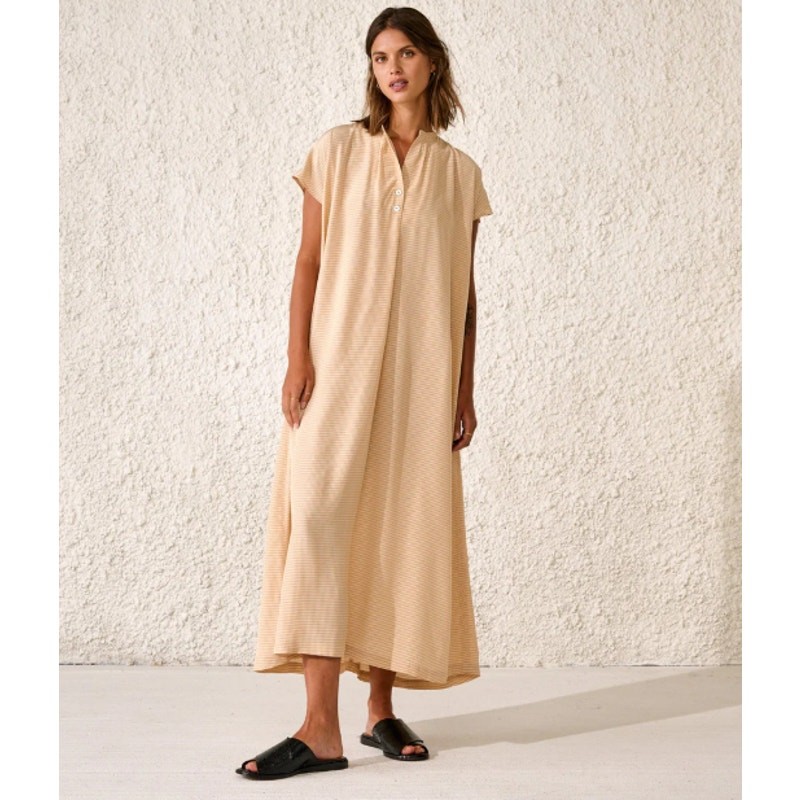 Bellerose Vasco Dress Oversized Gingham V-Neck Short Sleeve Maxi Plaid, Size 2-4