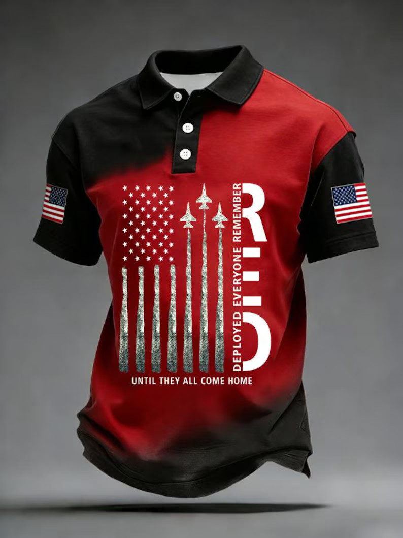 US Red Friday Remember Polo Shirt Mens Military Support