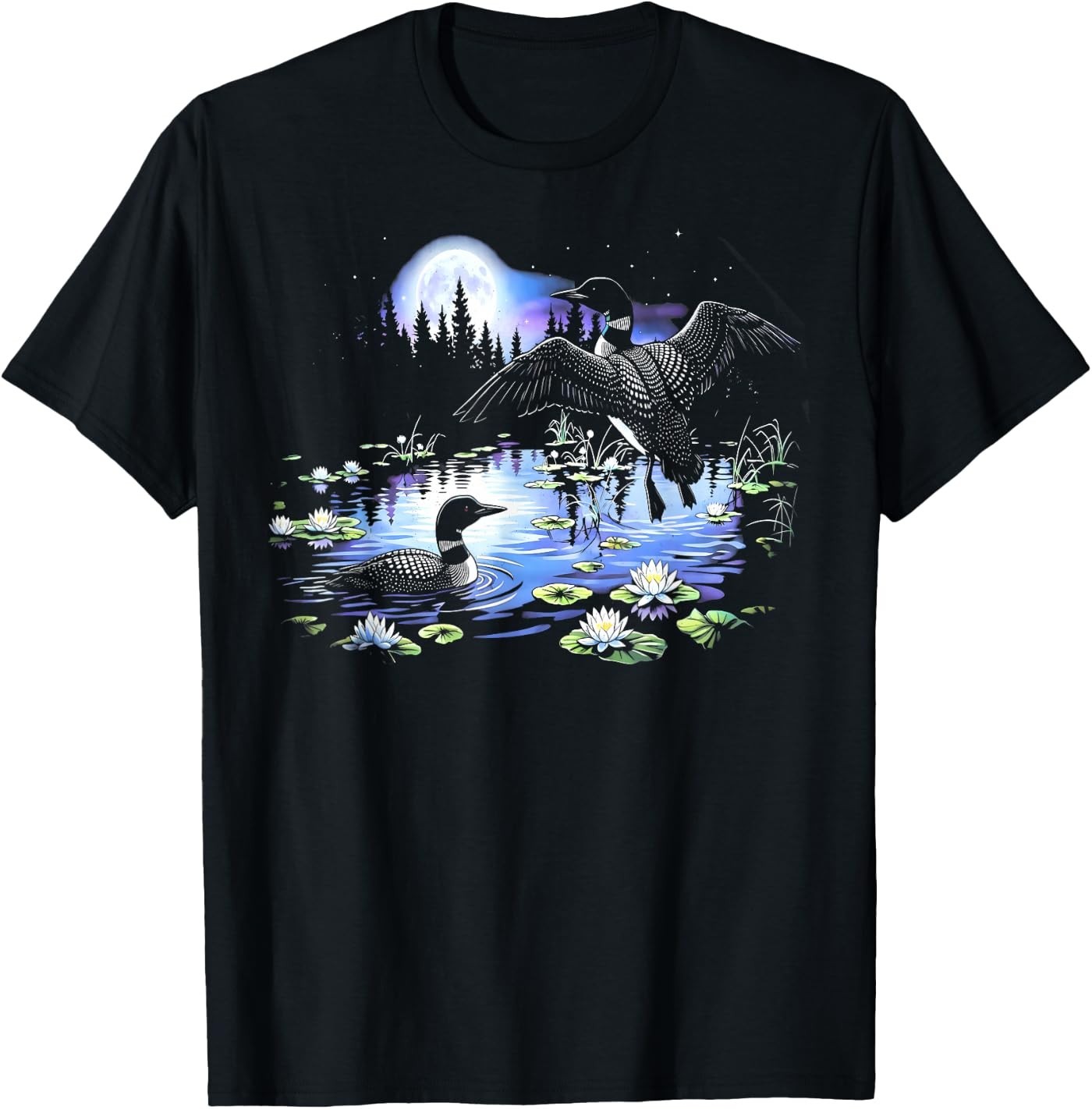 Vintage 90s Loon Habitat Wildlife Loon Bird Outdoor Nature T-Shirt