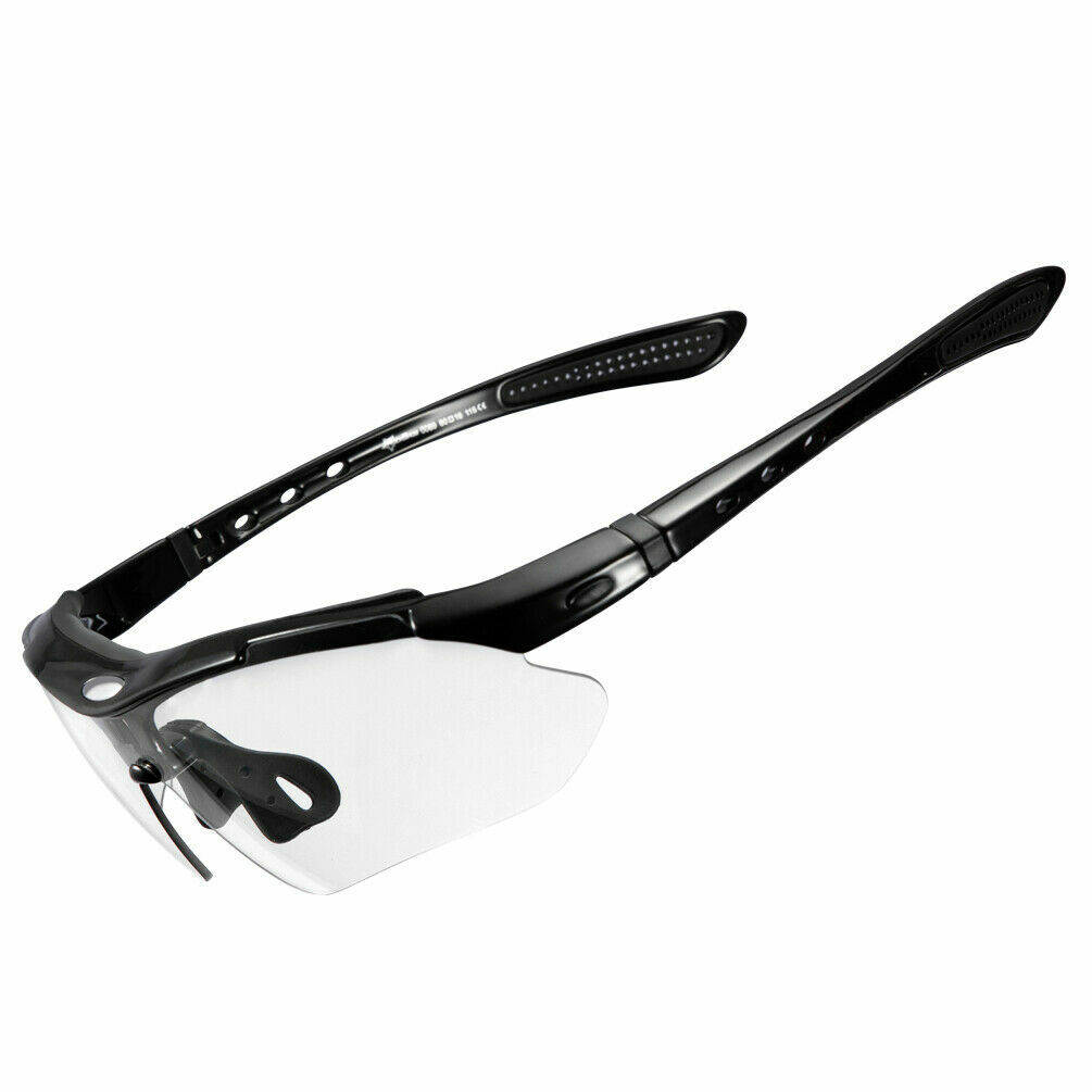 ROCKBROS Cycling Glasses Transparent Photochromatic Sport Sunglasses UV400 Black