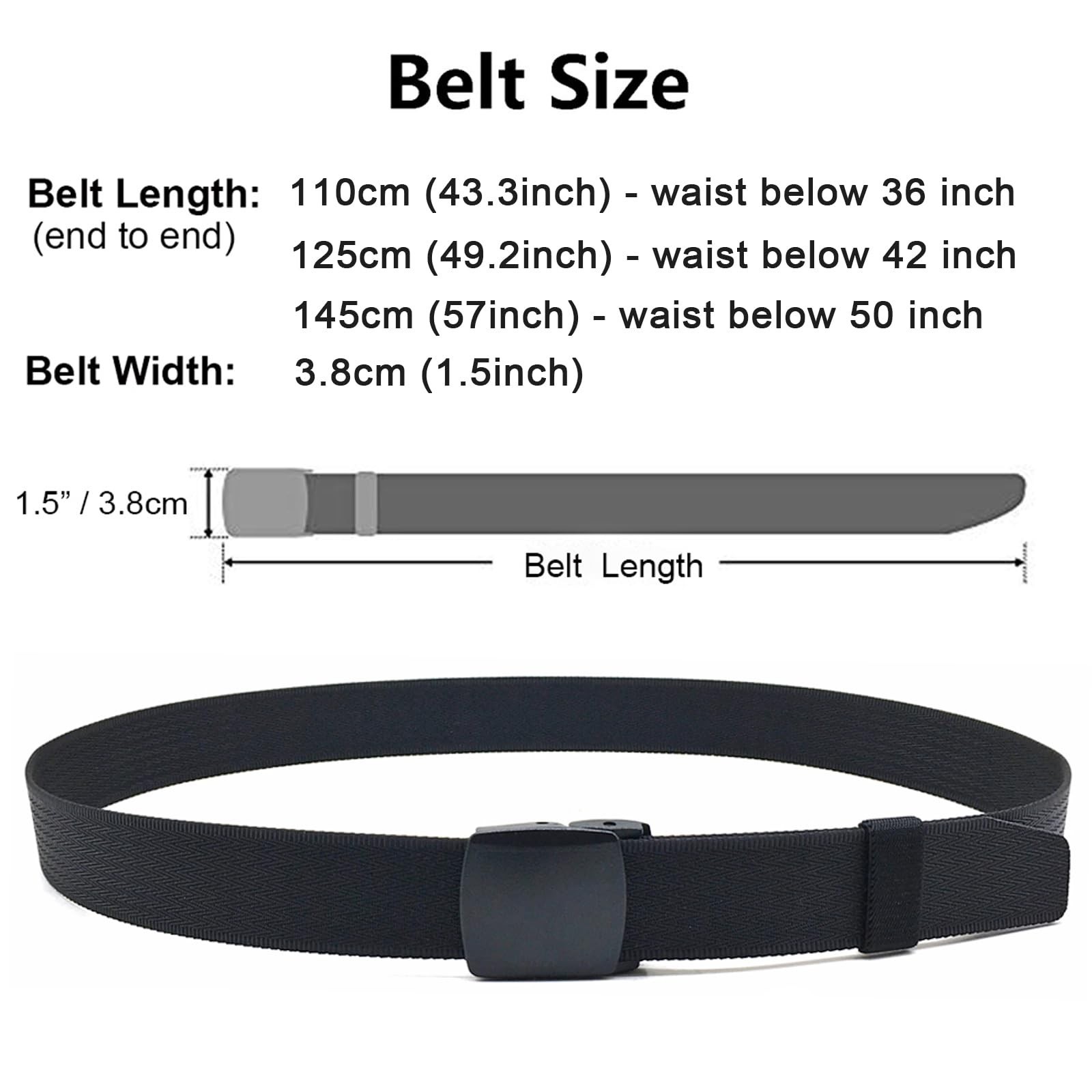Men’s Nylon Web Belt – No Metal, Nickel-Free, Tactical Hiking Belt, Adjustable
