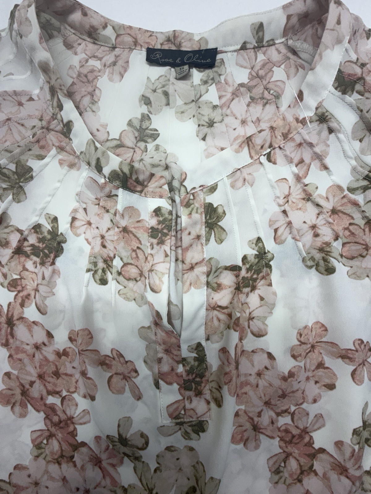 Rose + Olive Womens Tunic Size 2XL Multicolor Floral 3/4 Sleeve V-Neck
