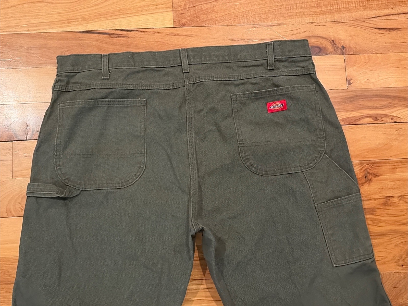 Dickies Carpenter Pants Mens 42 x 30 Green Relaxed Fit Work Canvas Hammer Loop