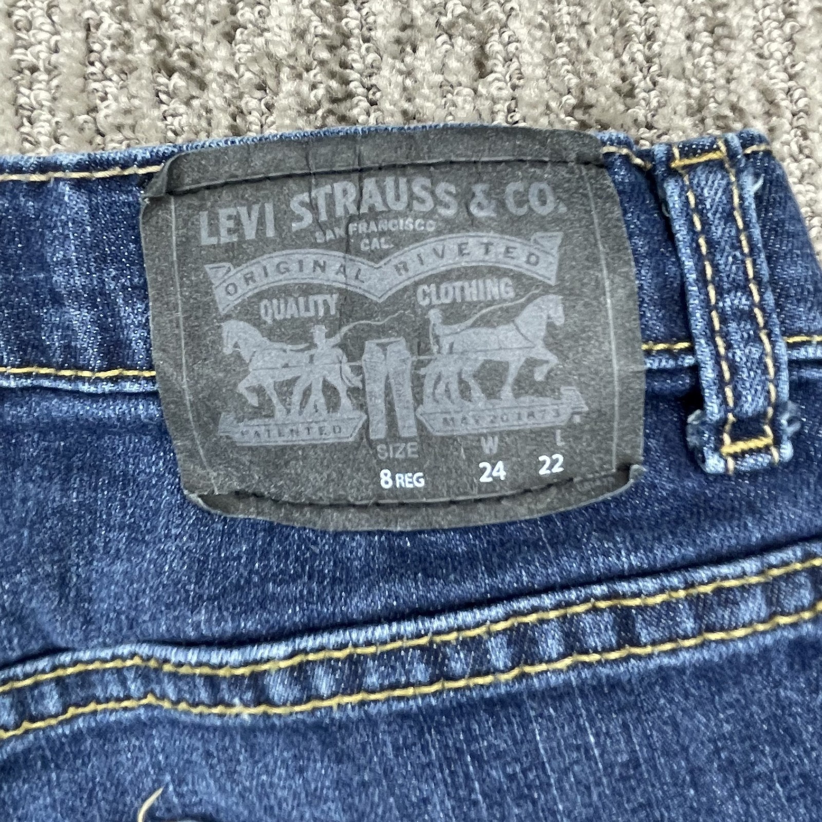 Levis Size 8 Reg w24xL22 Boys Jeans 511 Performance Slim Mid Rise Blue Denim