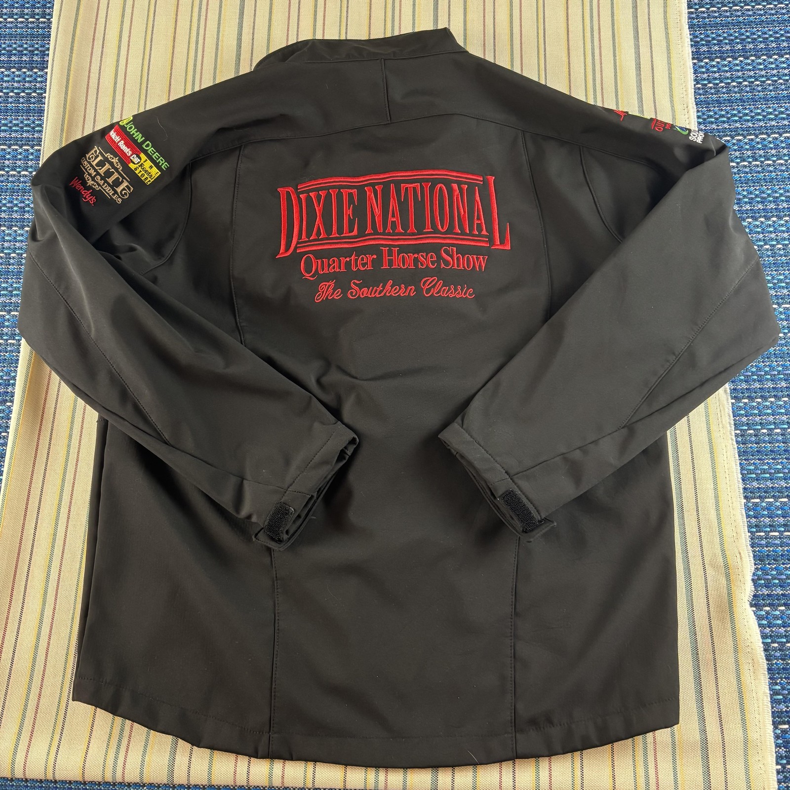 Dixie National Quarter Horse Show Jacket Womens Small Black Soft Shell Sponsor