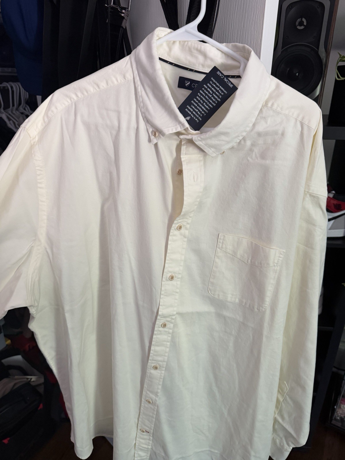 Cremieux 2XB Big & Tall White Solid Button-Down Long Sleeve Button-Up Shirt