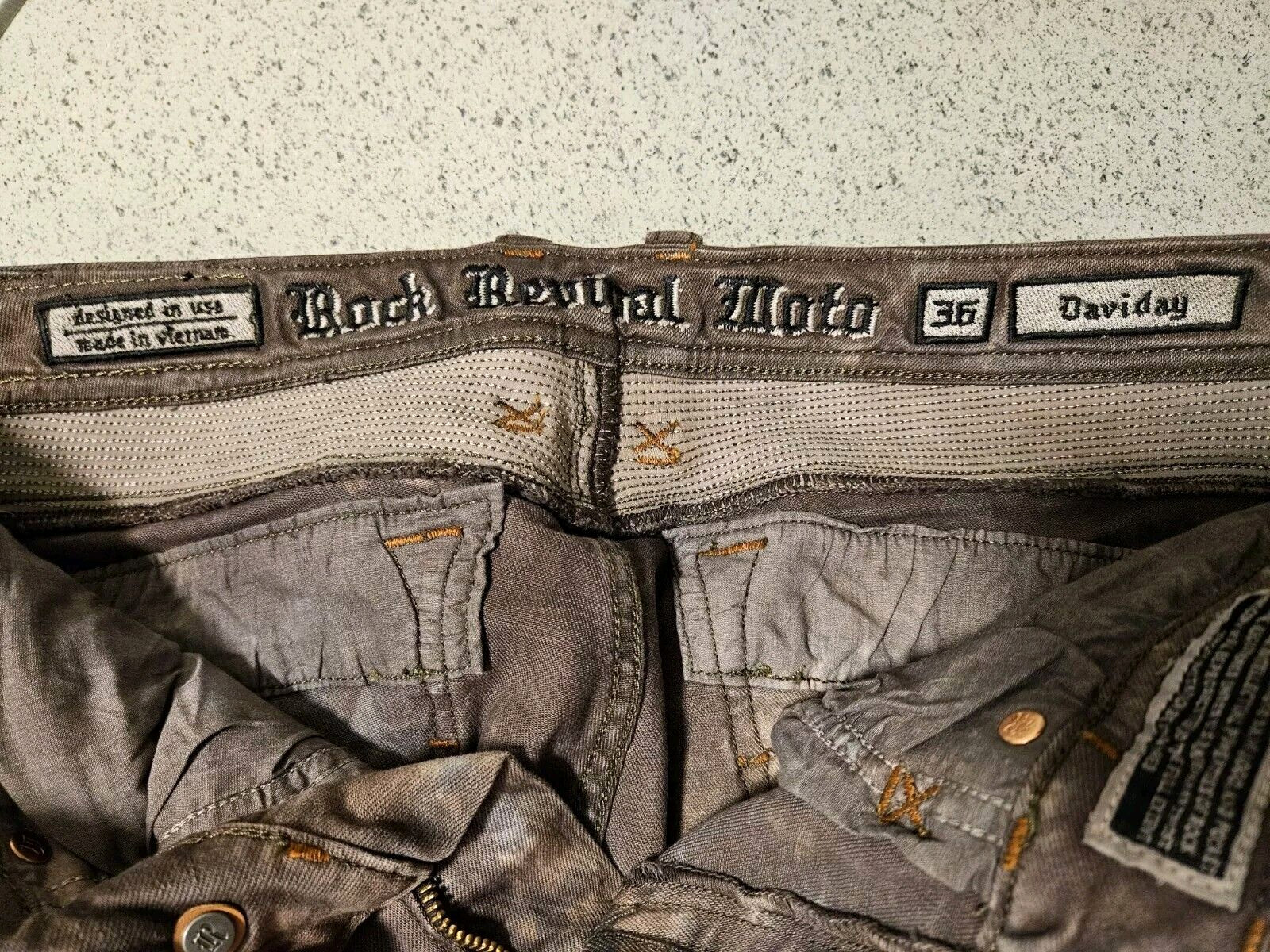 Rock Revival Daviday Moto Acid Wash Tie Dye Jeans Denim Men’s Size 36 x 31 NEW