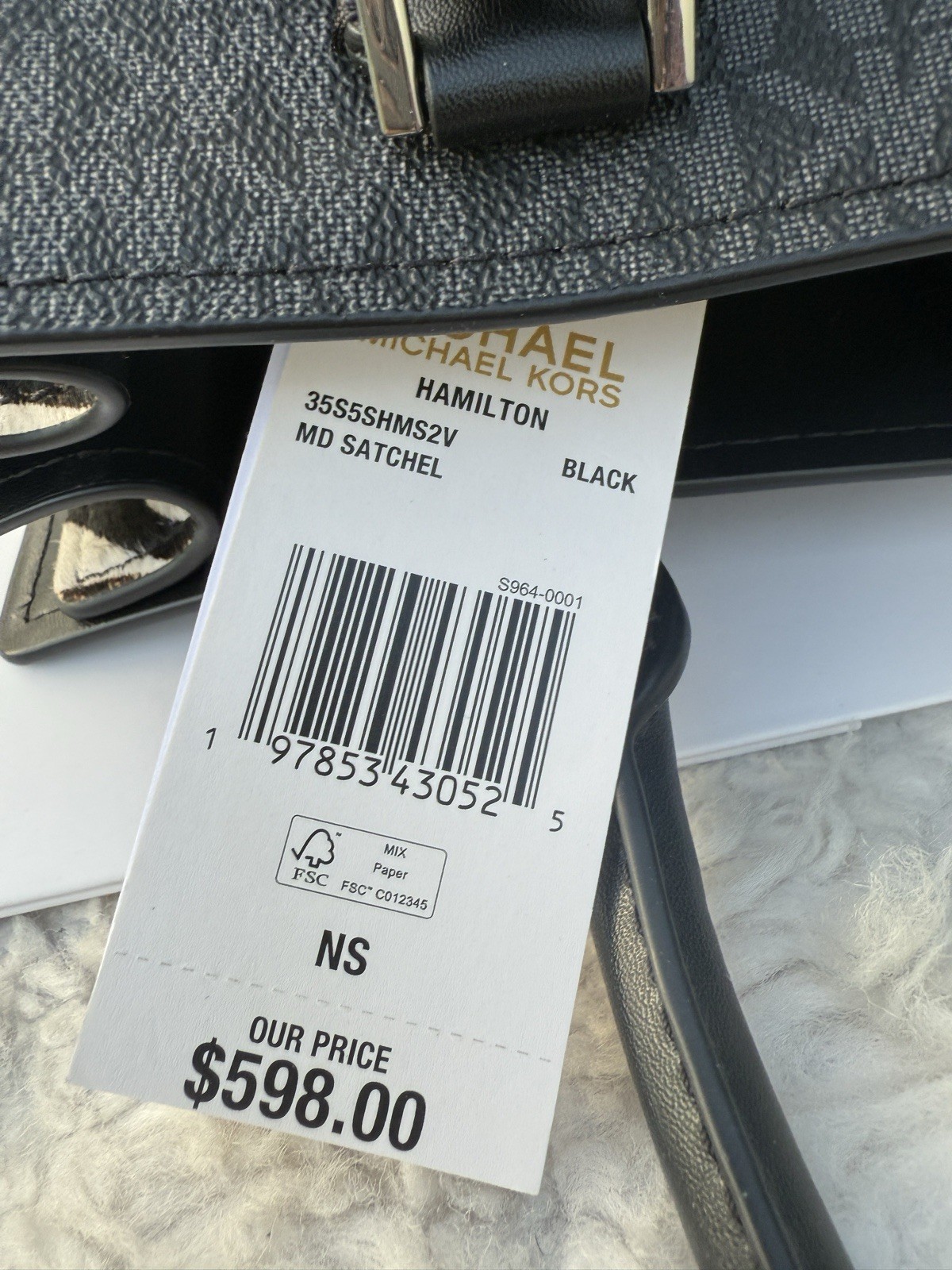Michael Kors Hamilton Medium Satchel Mk Logo Black Zebra Print Purse