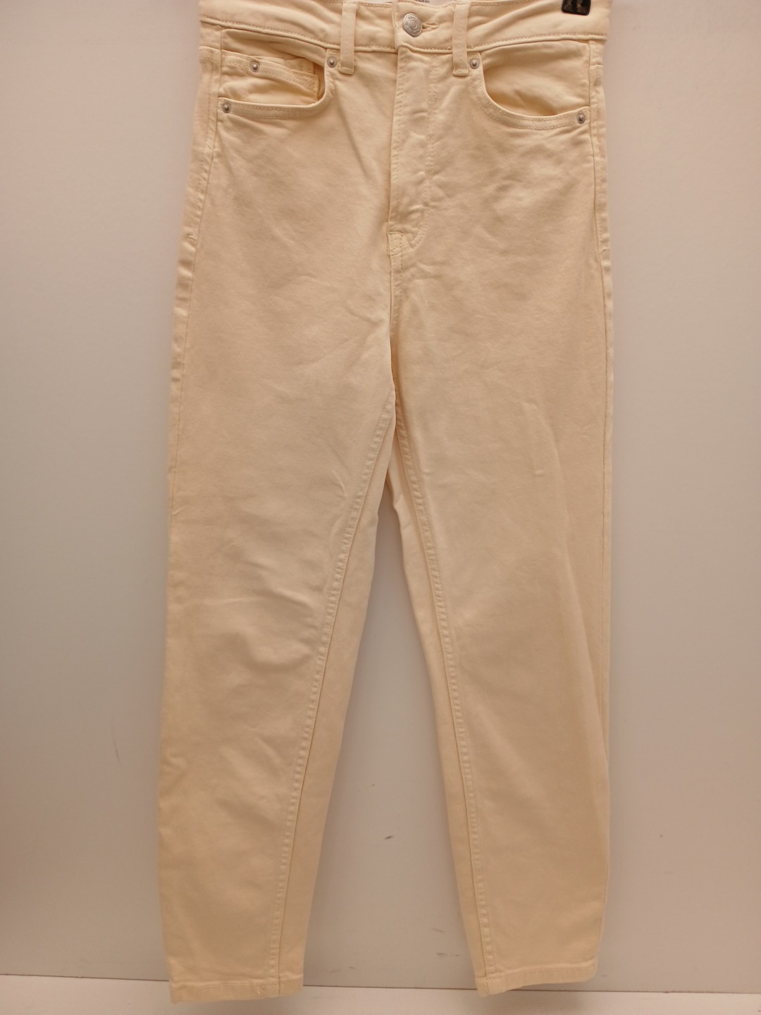 Stradivarius Mom Slim Fit Light Beige Denim Jeans with Stretch Size UK 8 Leg 28″