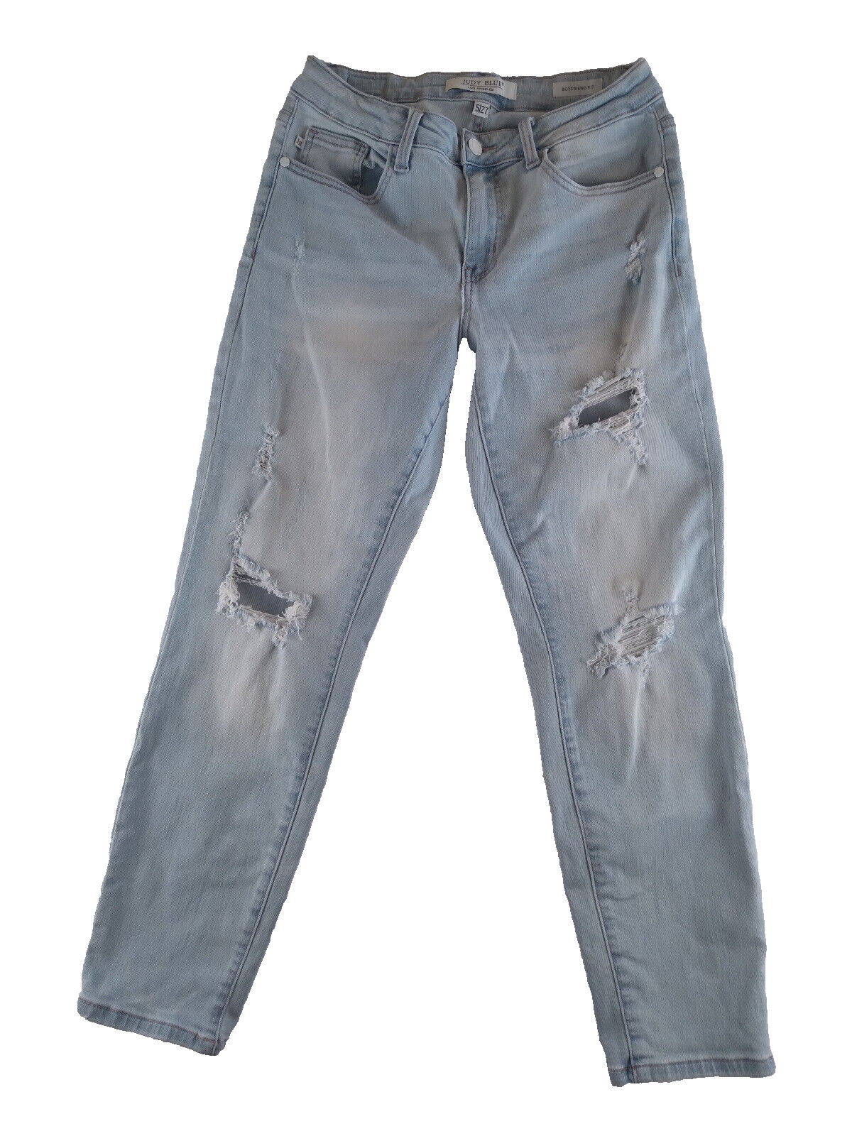Judy Blue Jeans Womens Sz 5/27 Light Wash Boyfriend Fit Distressed Stretch Denim