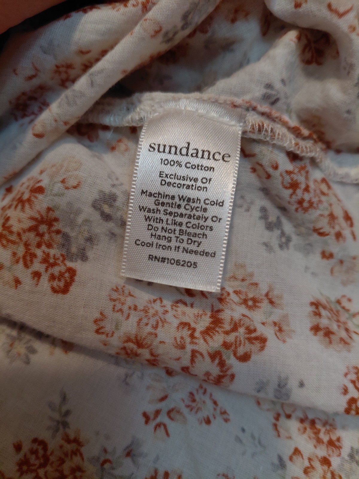 Sundance 100% Cotton Floral V-Neck Long Tie Sleeve Button Up Cottagecore Top S