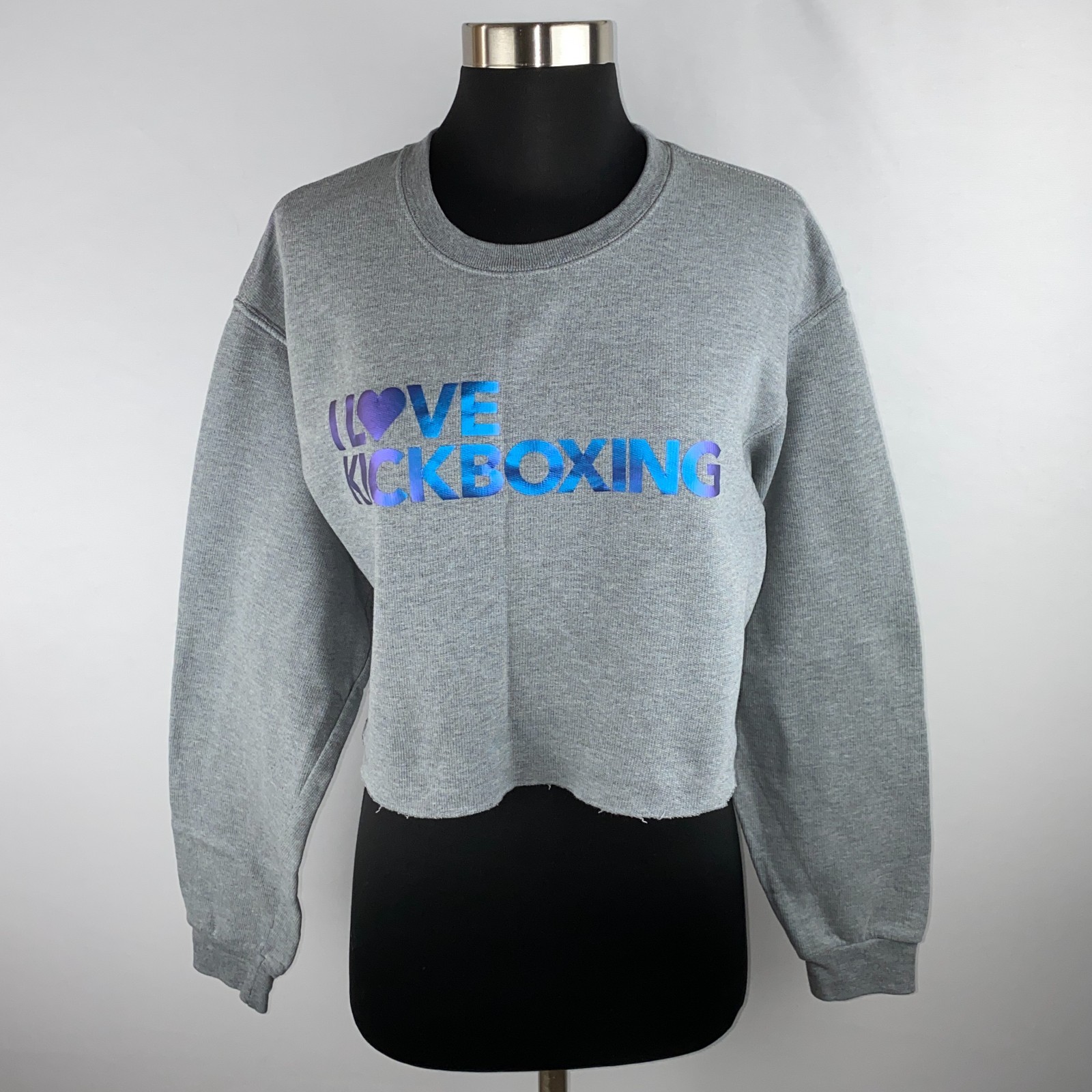 Athletic Works Cropped I Love Kickboxing Hand Cut Hem Sporty Action M *
