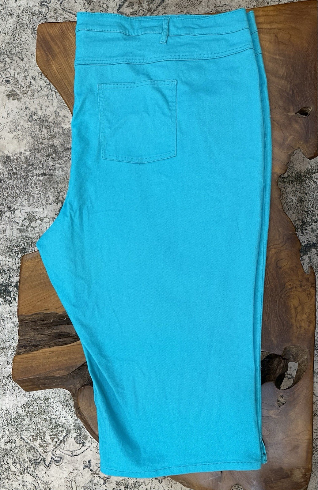 EUC Woman Within Plus Size 34W Turquoise Green Denim Jeans Capris