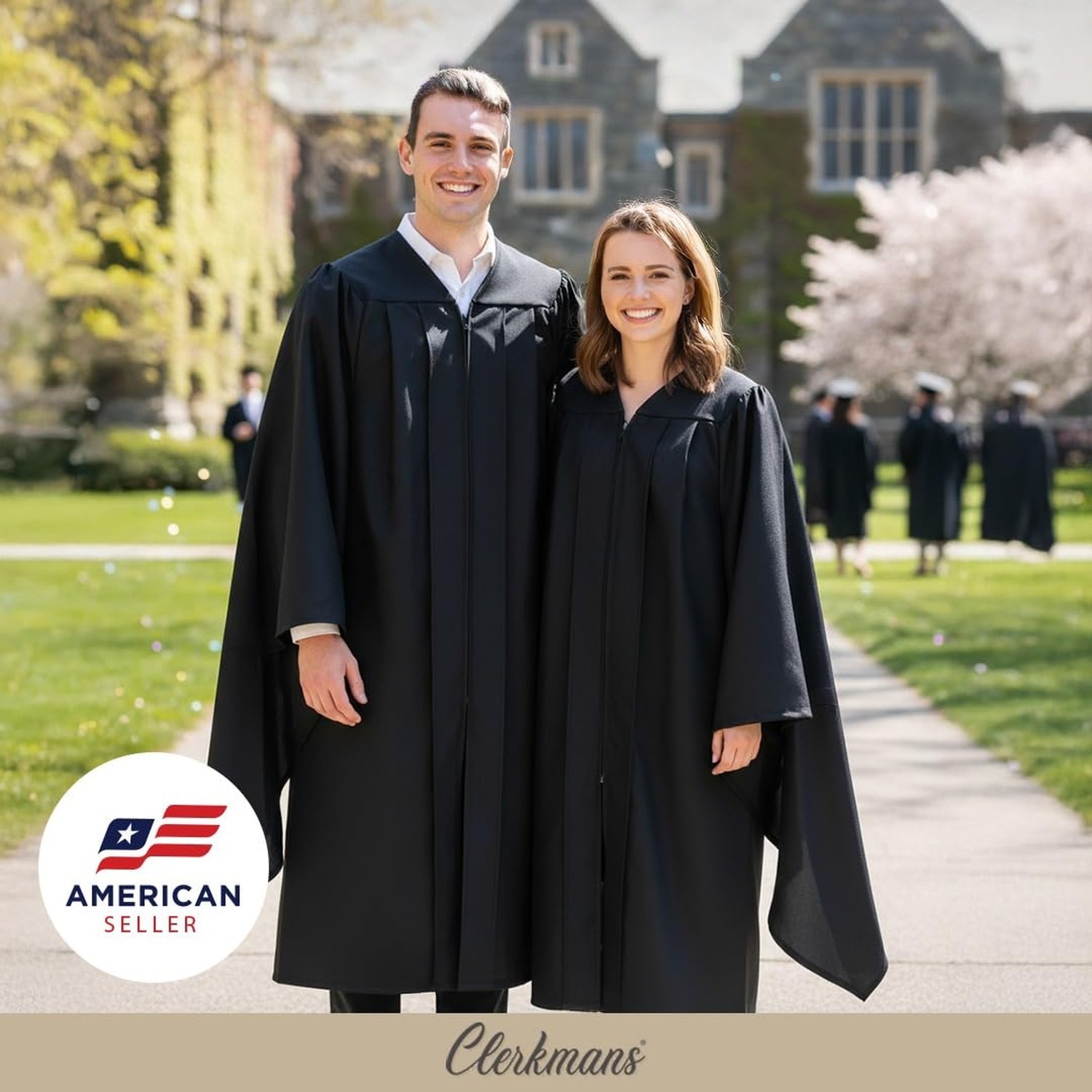 CLERKMANS Unisex Classic Masters Graduation Gown 60 (6’3″-6’5″)