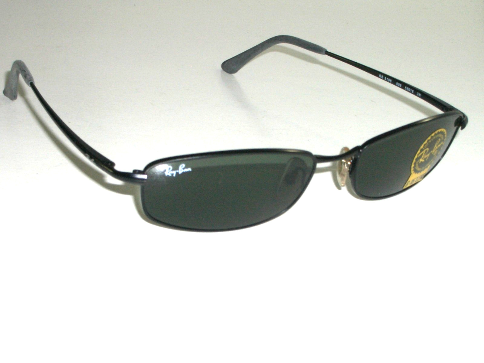 55[]18mm RAY-BAN RB3198 006 3N G15 SLEEK BLACK RECTANGULAR SUNGLASSES NEW