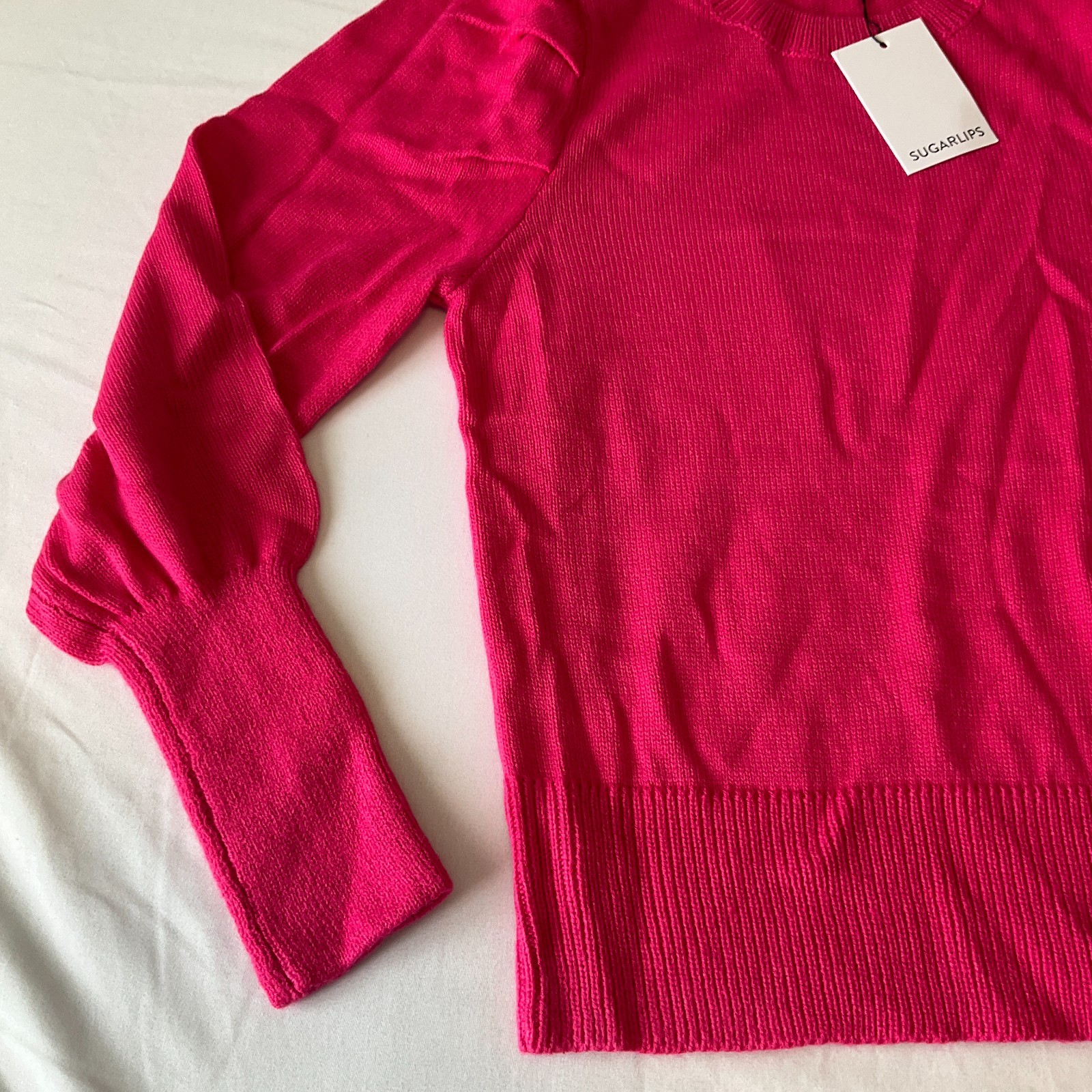 Sugarlips Pullover Sweater Womens Size M Pink Long Sleeve Stretch Knit