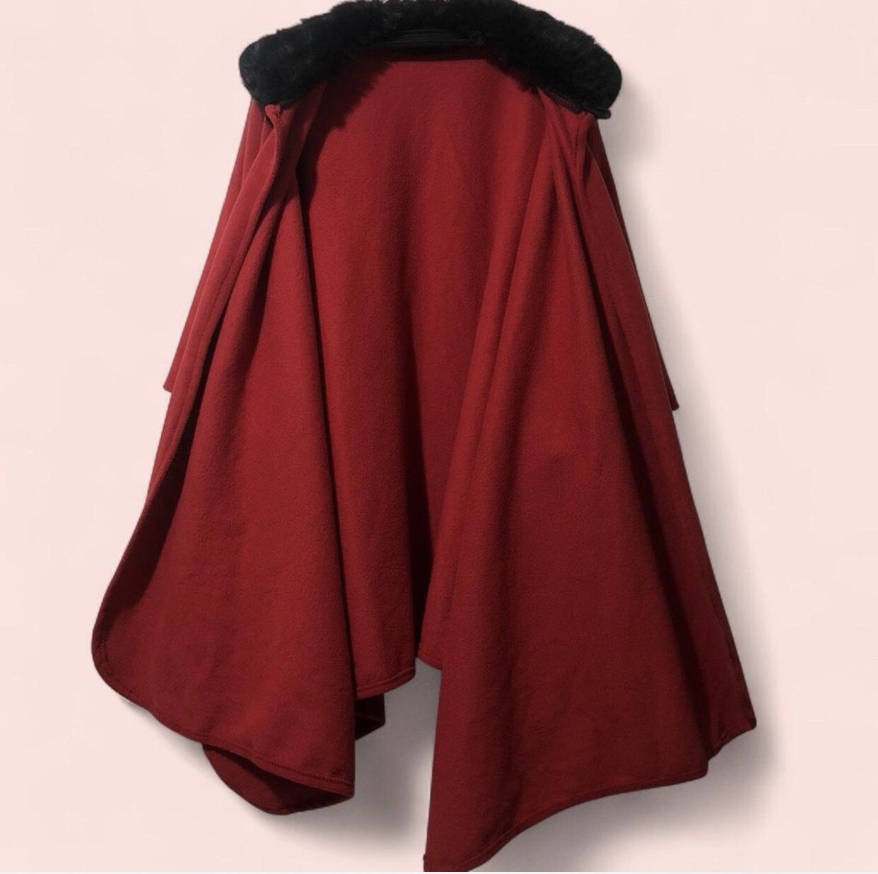 Red Cape With Black Fur Trim