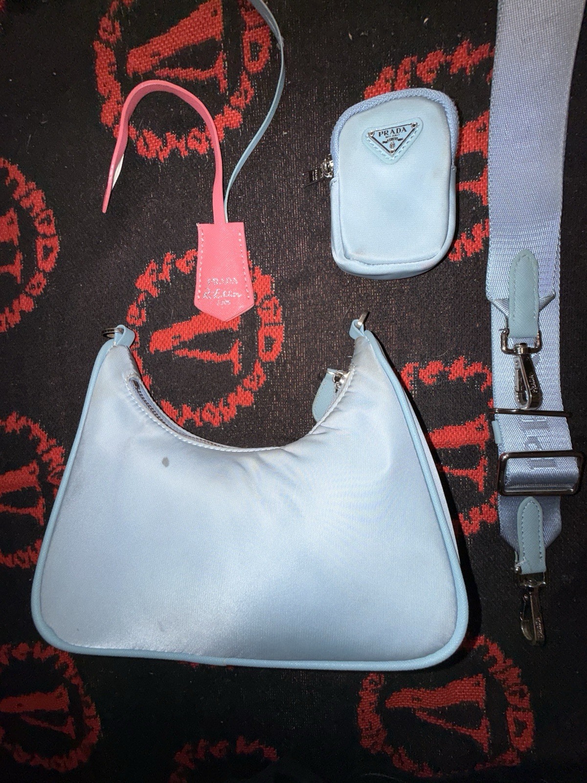 Prada Re-Edition 2005 Re-Nylon Bag Set Celeste Blue | Full 3-Piece Complete Set